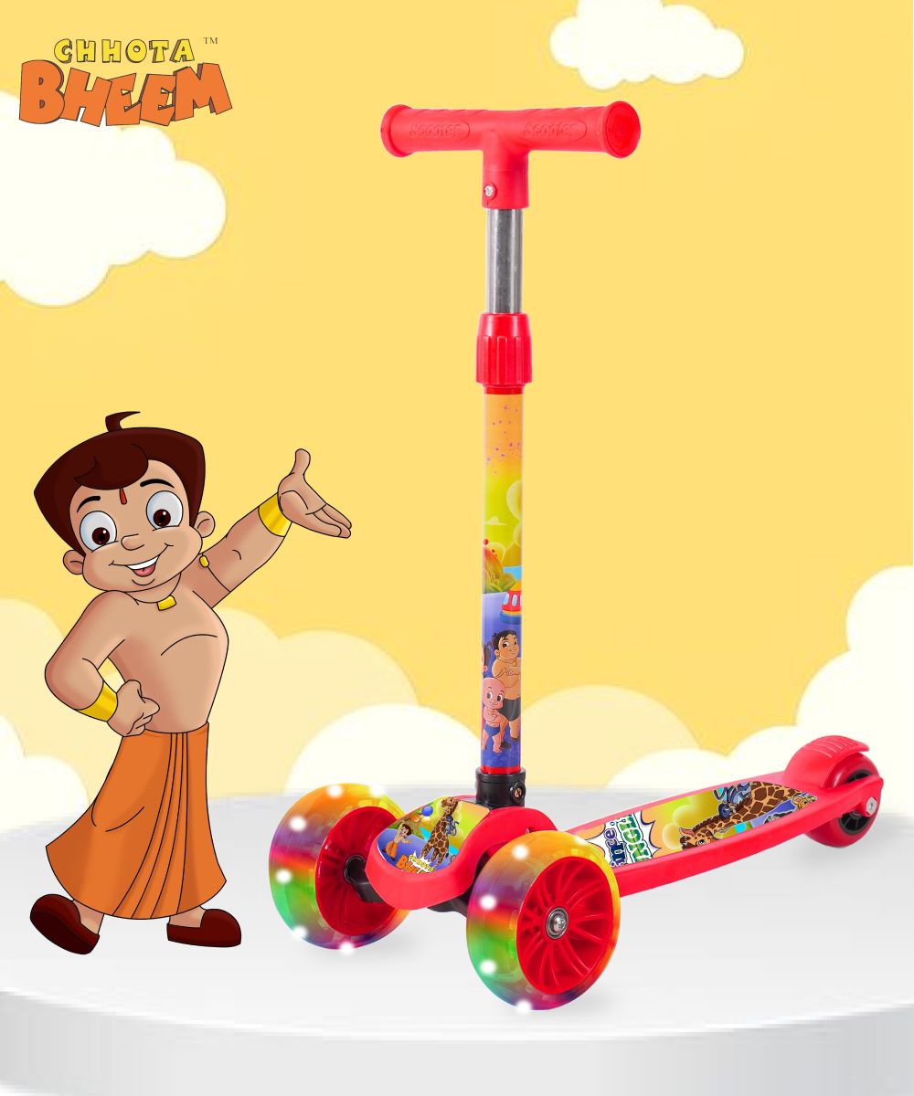Chotta Bheem Scooter for Kids,Lightweight|Foldable|LED wheels|Adjustable Height