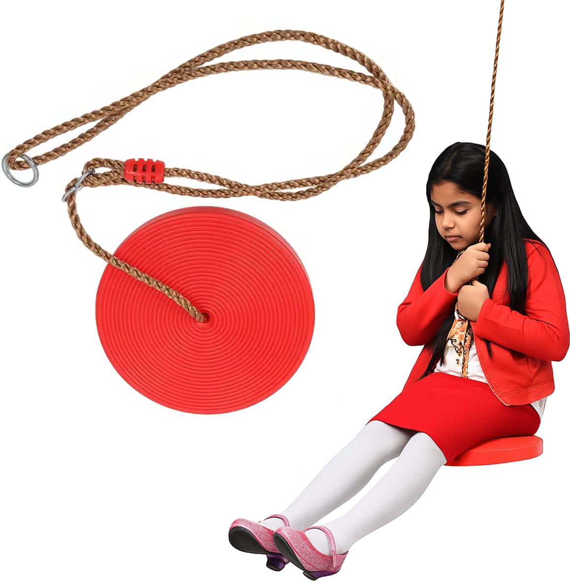 Plastic Disc Hanging Tree Rope Swing Round Seat for Kids Outdoor Indoor Swing-image-40
