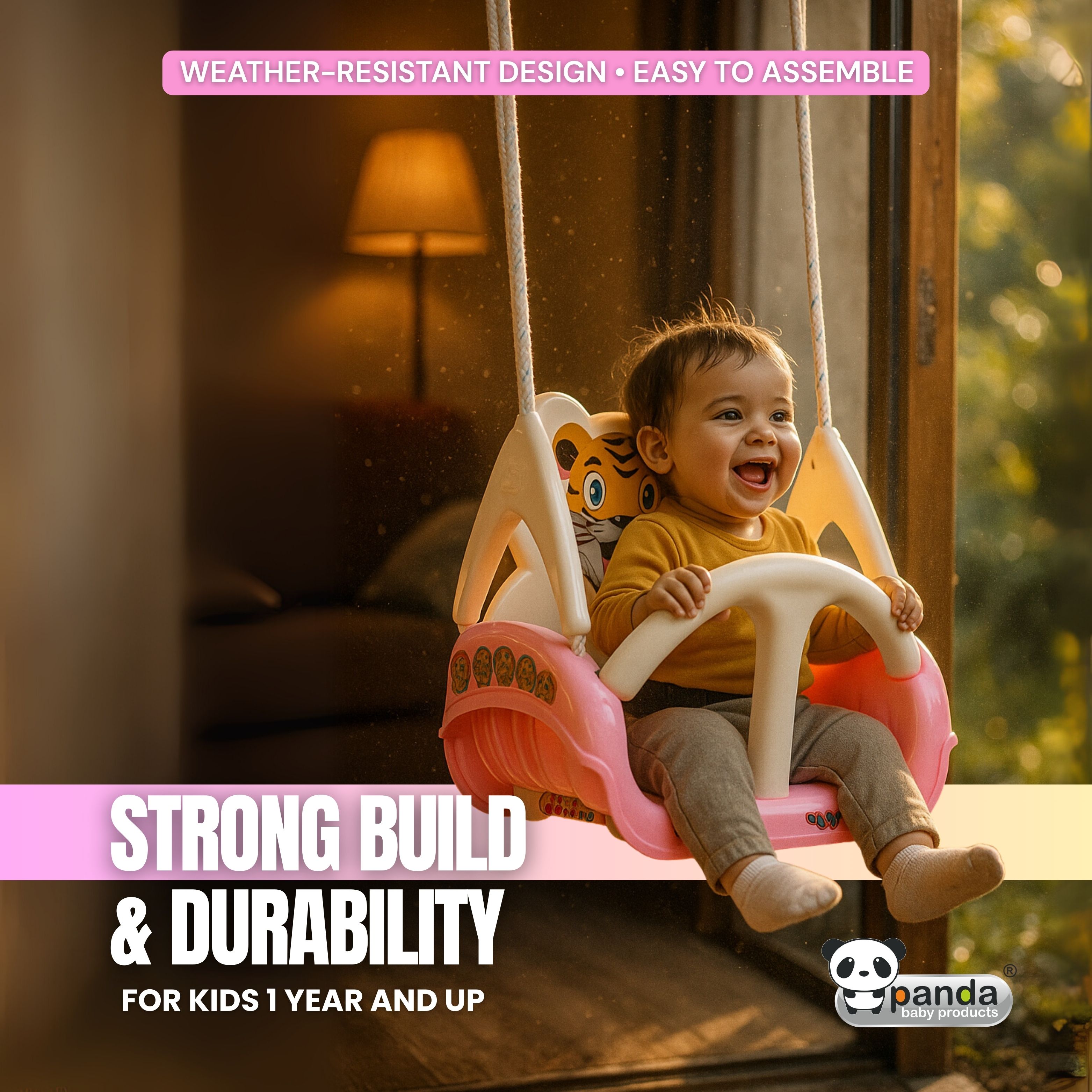 Musical Swing for Indoor & Outdoor Use | Strong & Safe Swing with Safety Belt