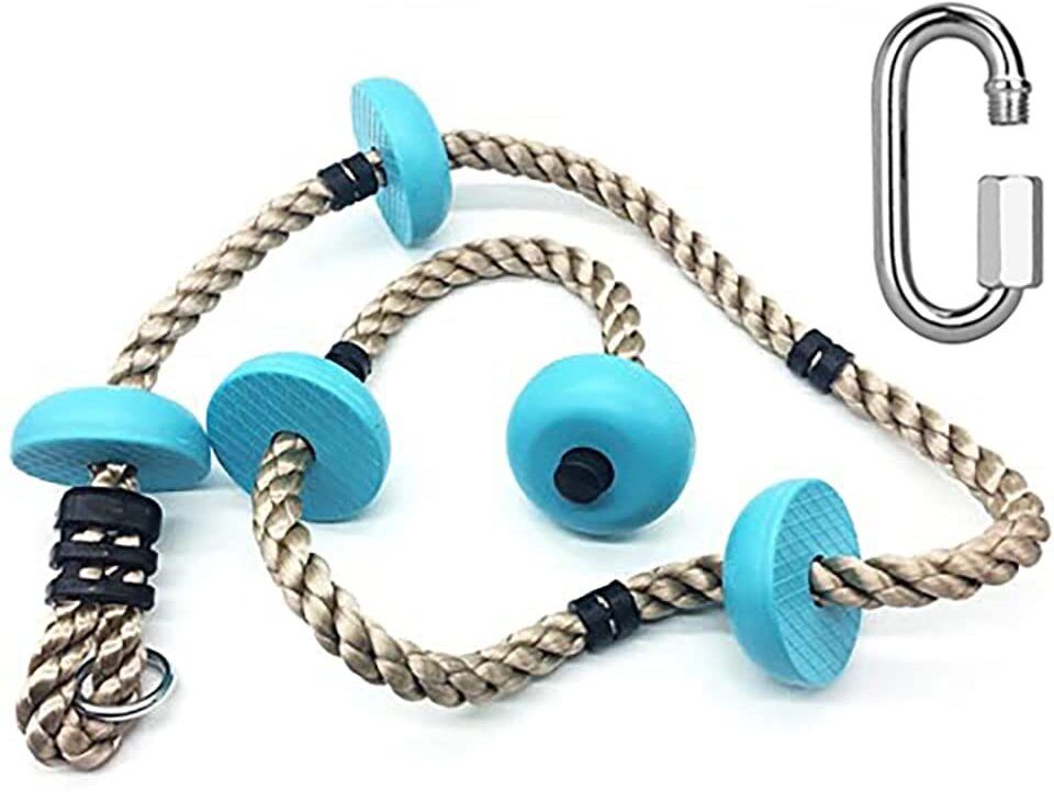 6.5Ft Climbing Rope with Platforms Tree Swing Ladder Training Equipment for Kids