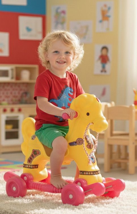 BABY-CHETAK HORSE- GRAY+SKY BLUE-WITH ROCKING-image-1