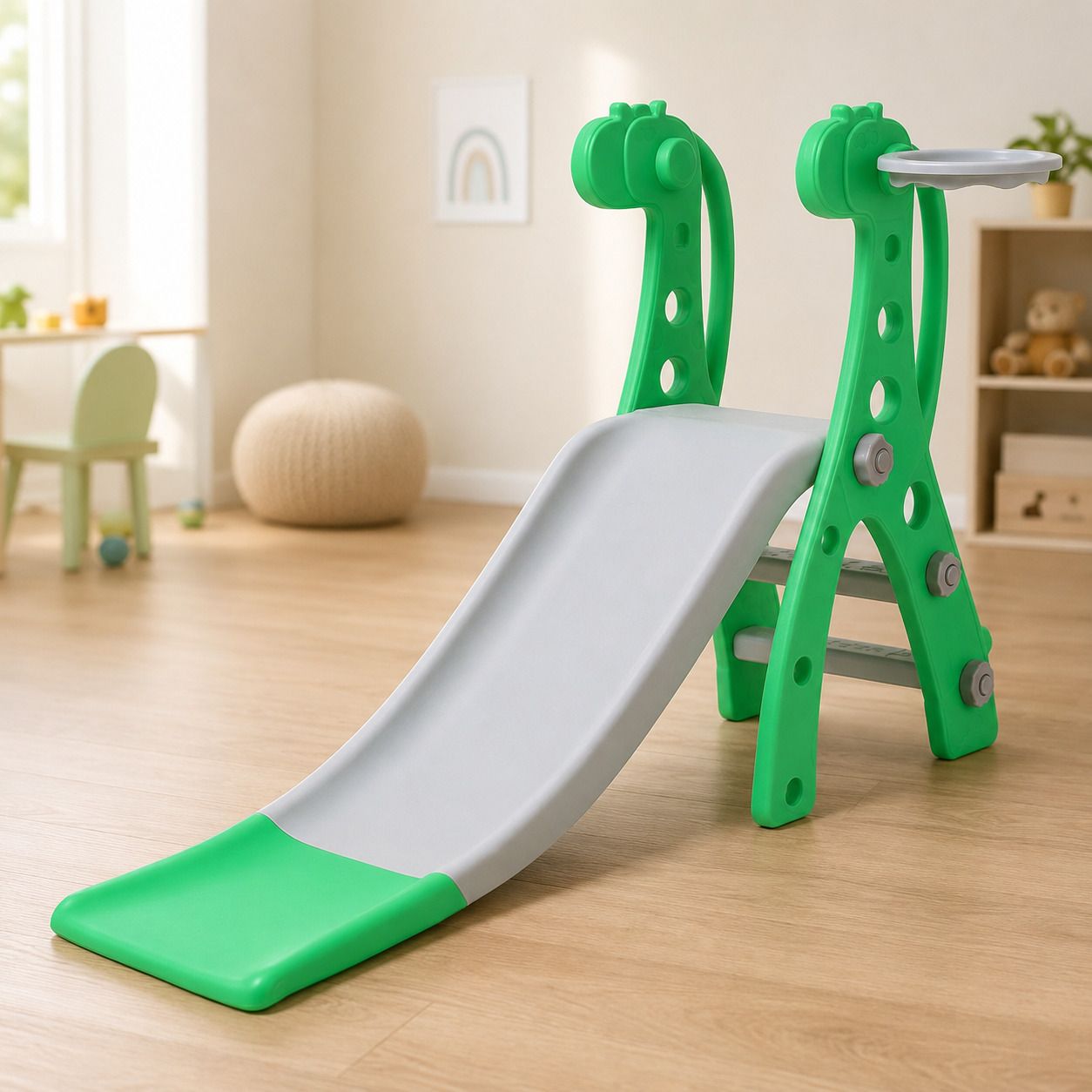 Dinosaur Kids Slide with Basketball Hoop| 135x63x87 cm Indoor Outdoor Baby Slide-image-9
