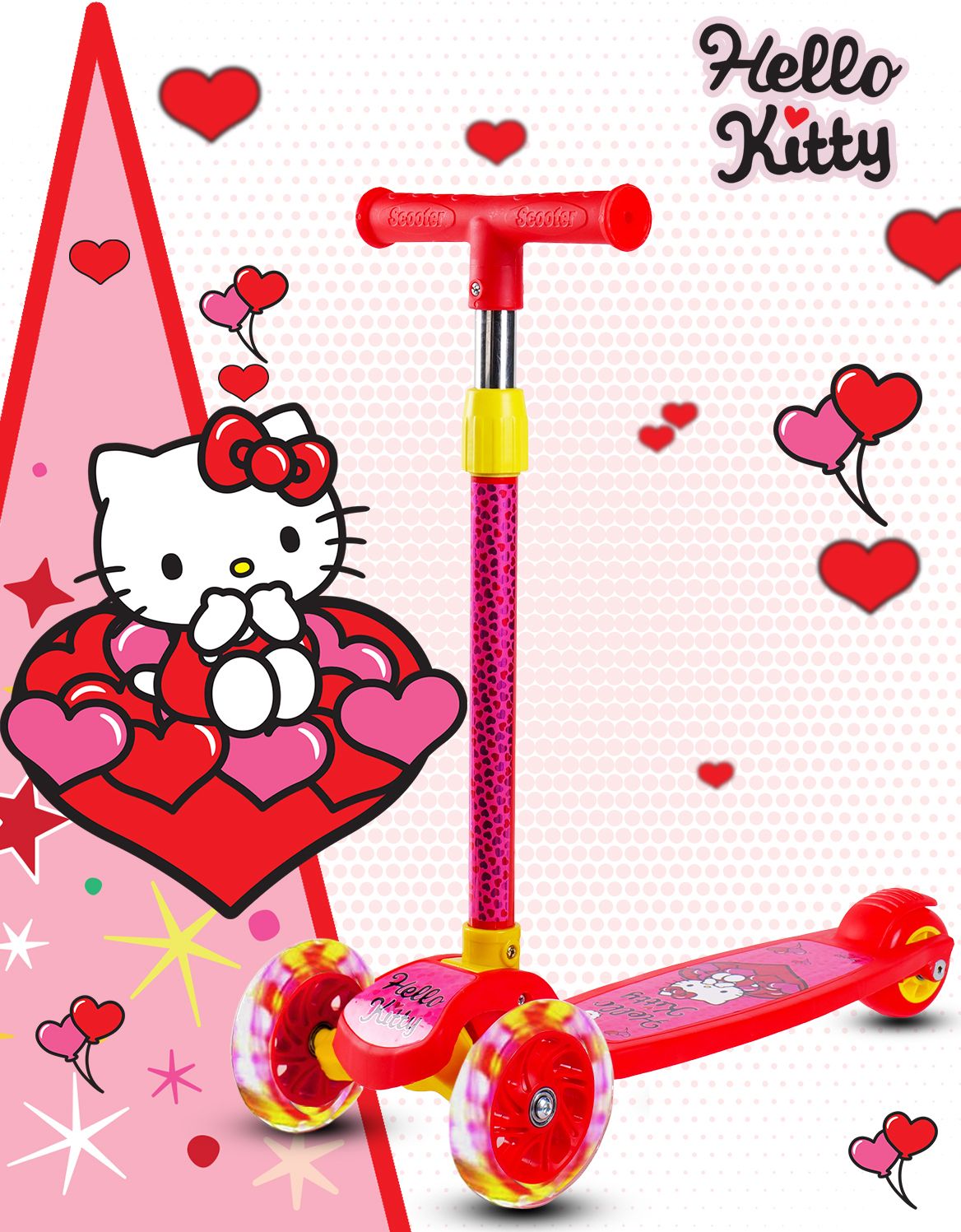 miss & chief Hello Kitty - 3 Wheel Scooter for Kids, Lightweight|Foldable & Adjustable Height-picture-38