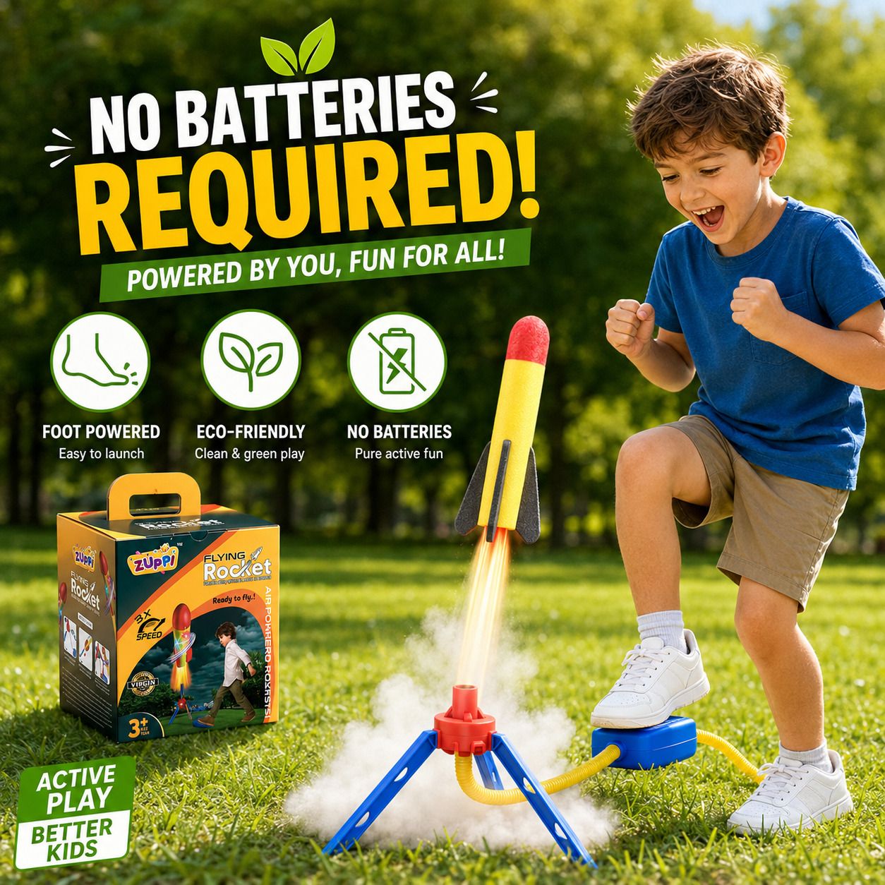 Jump Rocket Stomp Launcher Toy | Air Powered Foam Rockets Fly Up to 150 Feet-image-46
