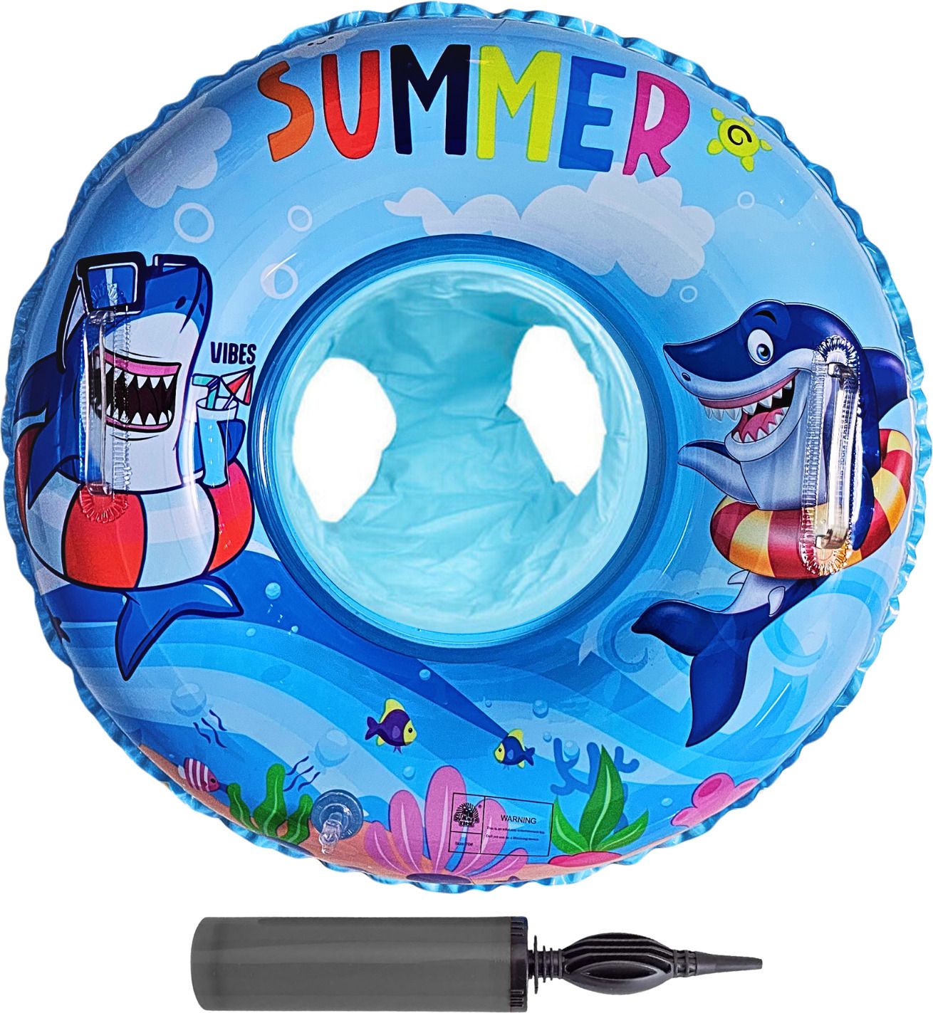 Swimming Ring with Air Pump for Kids Tube with Float Seat Leg Holes & Handles-image-14