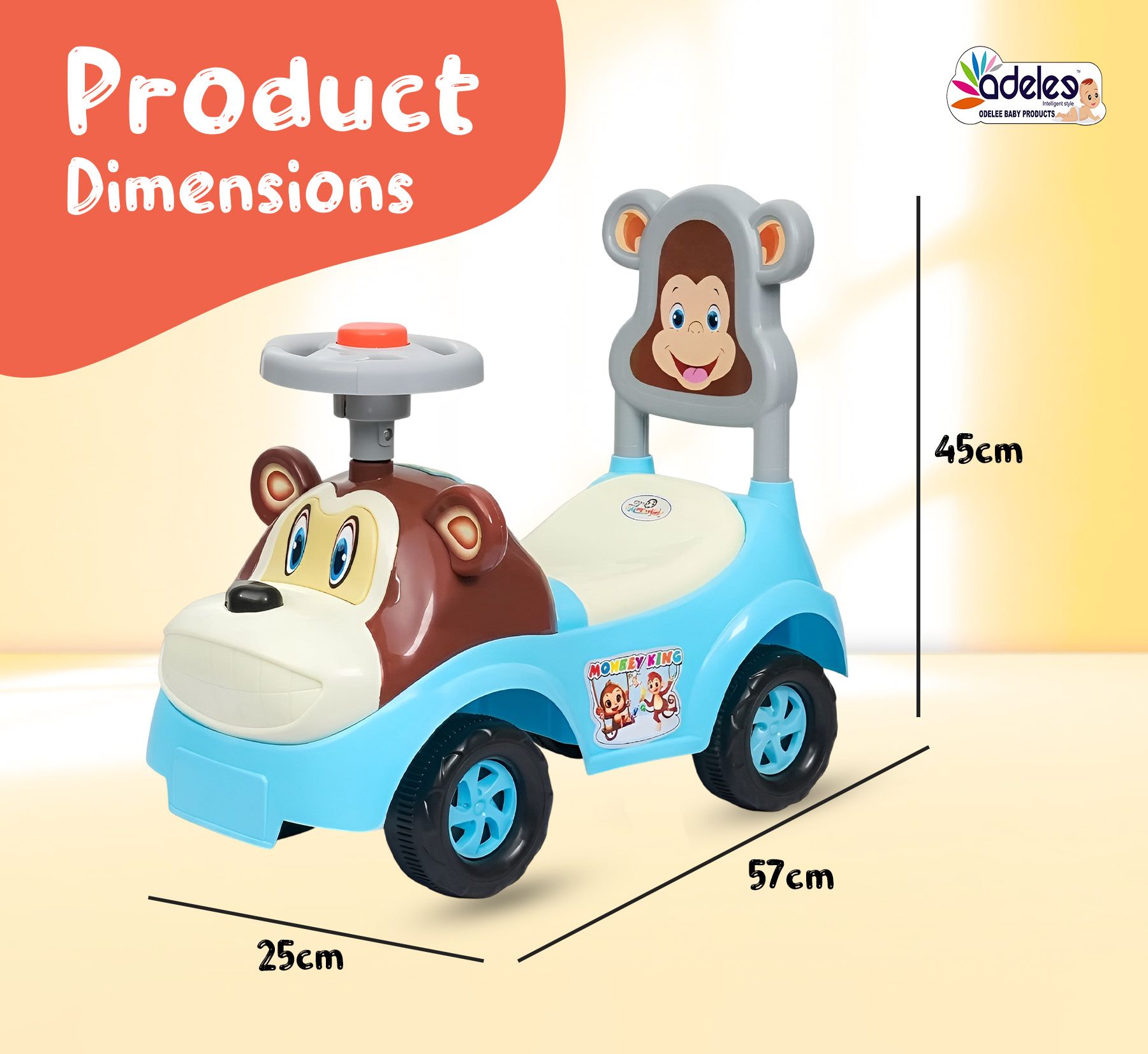 odelee Mowglie Push Car/ Baby Car with Music, Toy Storage and Back Rest-picture-15