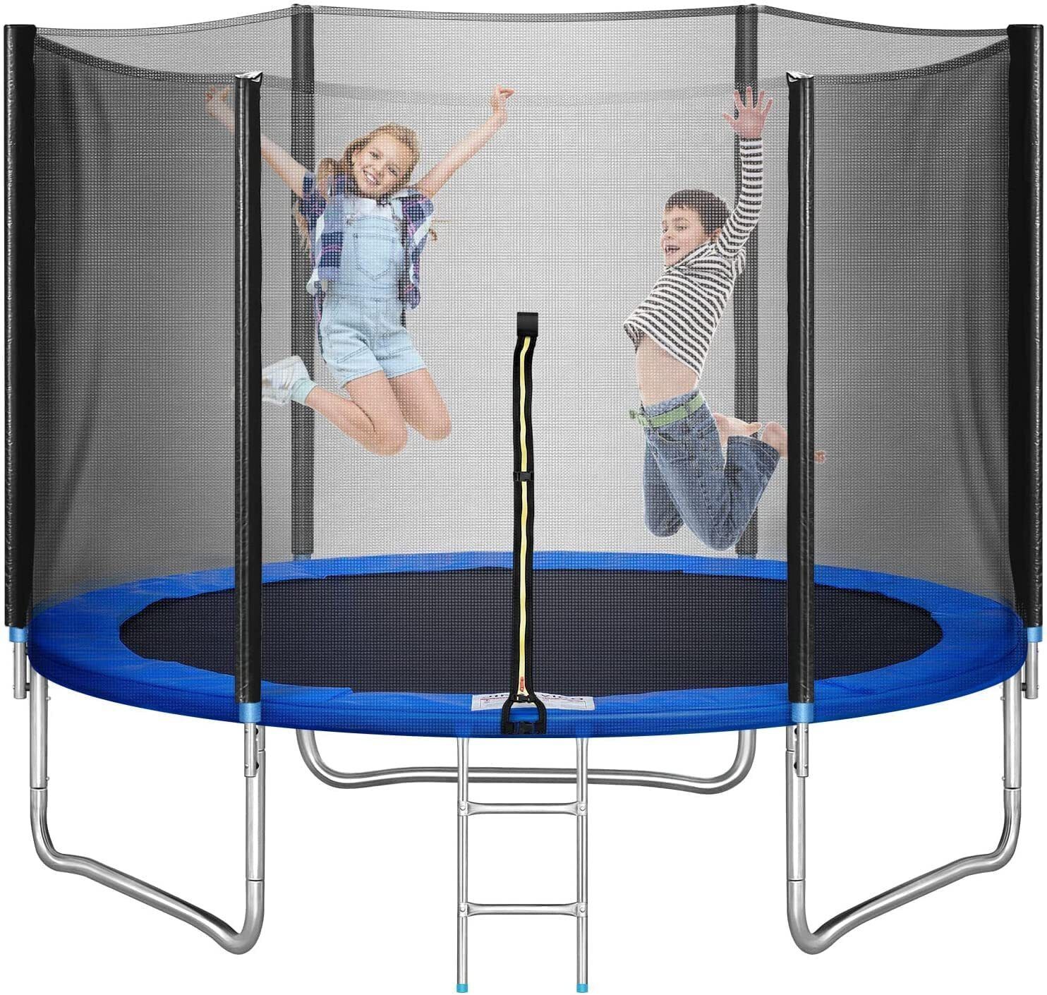 8 Feet Premium Fitness Trampoline with Enclosure net and Poles Safety Pad.