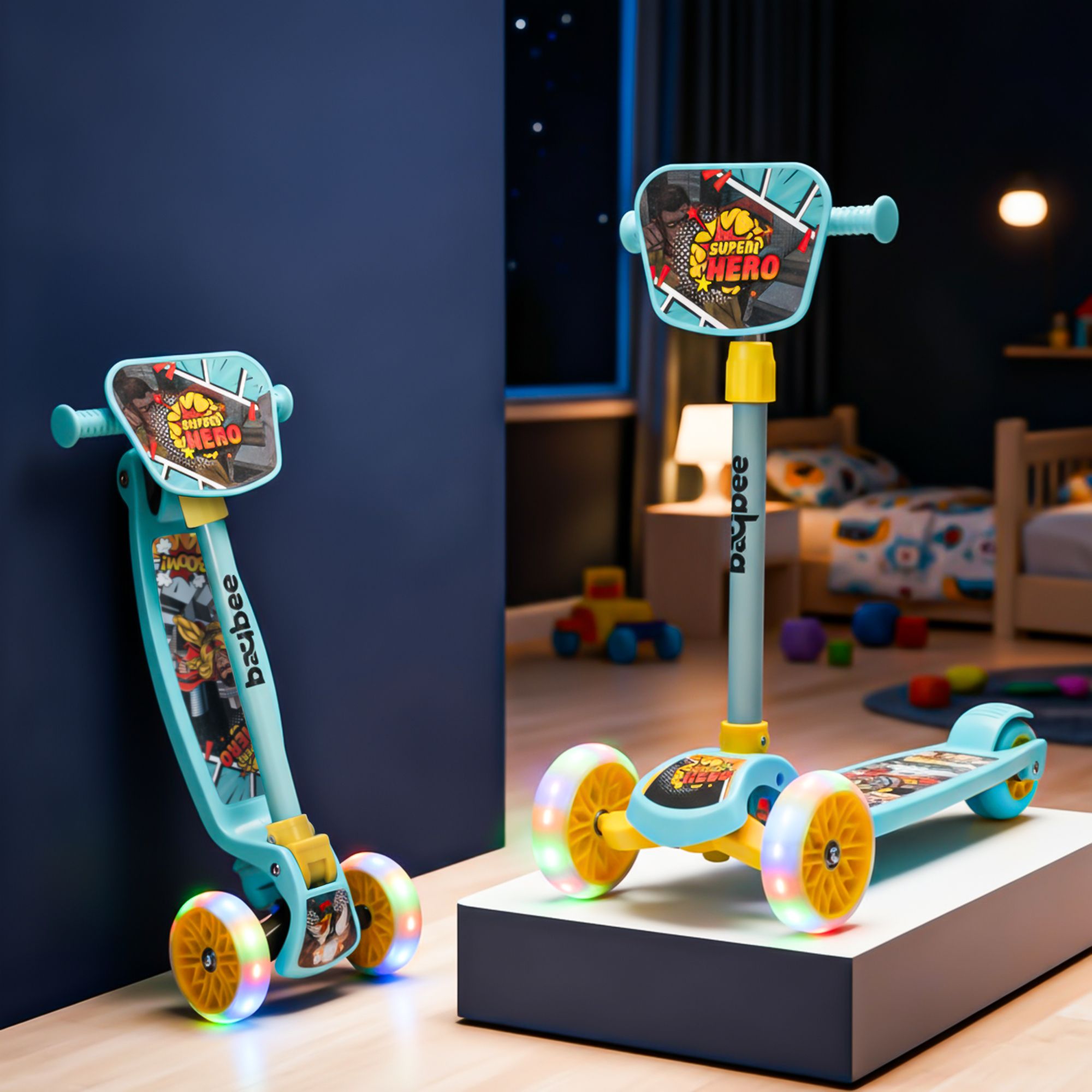 baybee Joyster Kids Kick Scooter for Kids Baby Runner Skate Scooter with LED PU Wheels-picture-0