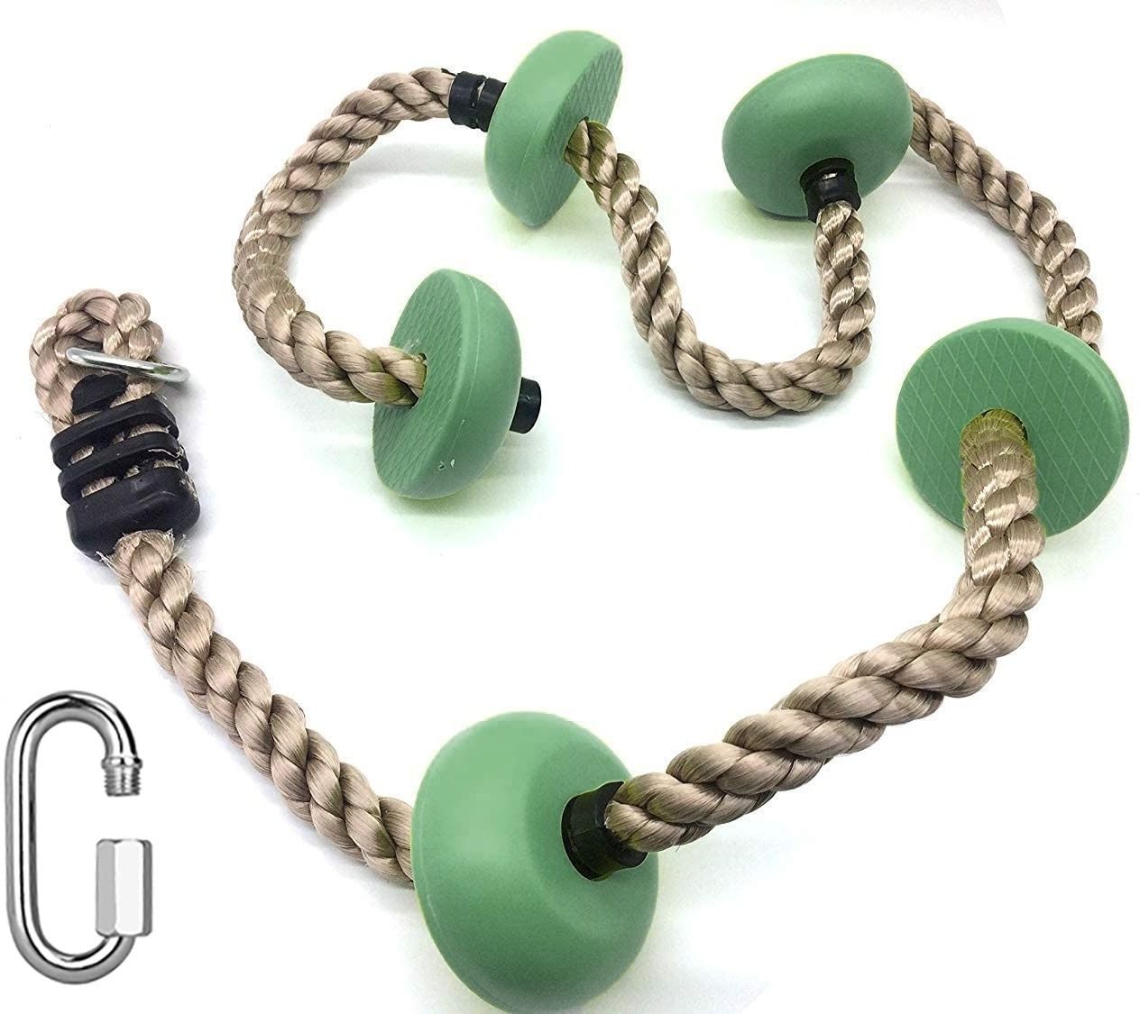 6.5Ft Climbing Rope with Platforms Tree Swing Ladder Training Equipment for Kids