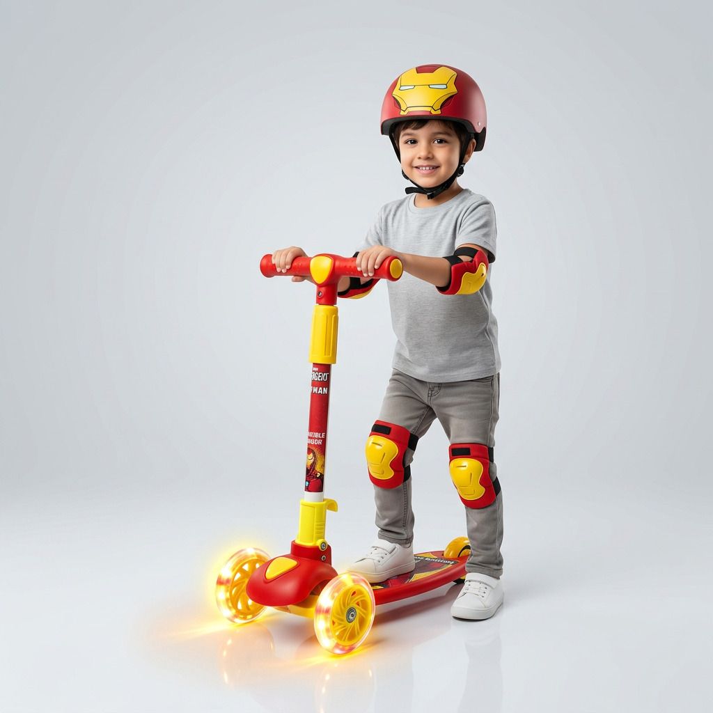 avengers Heroglide Ironman Scooter for Kids - Adjustable Height Foldable Scooter-picture-25