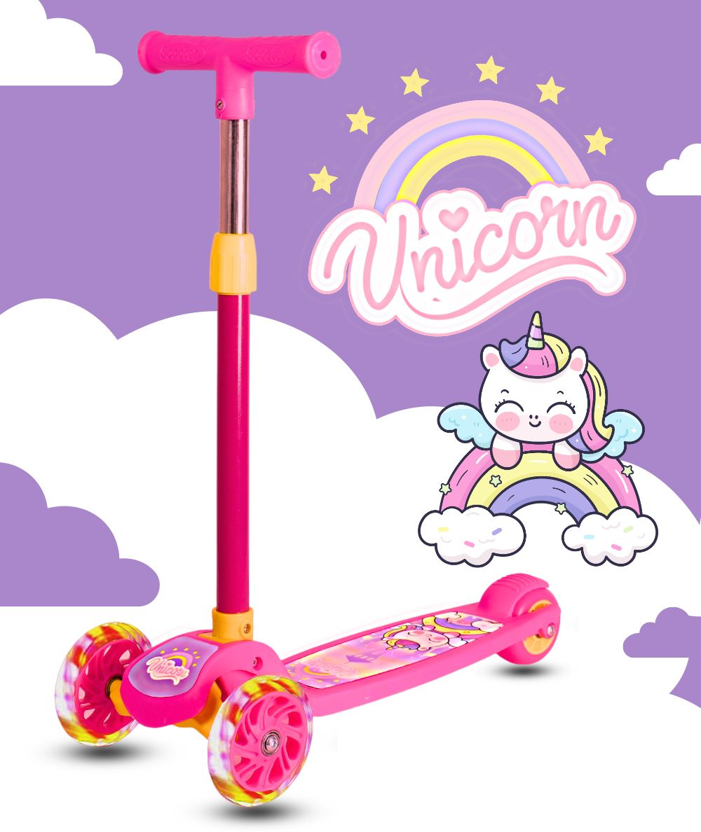 Adjustable Scooter with LED Lights, Foldable Design, Extra Wide Brakes