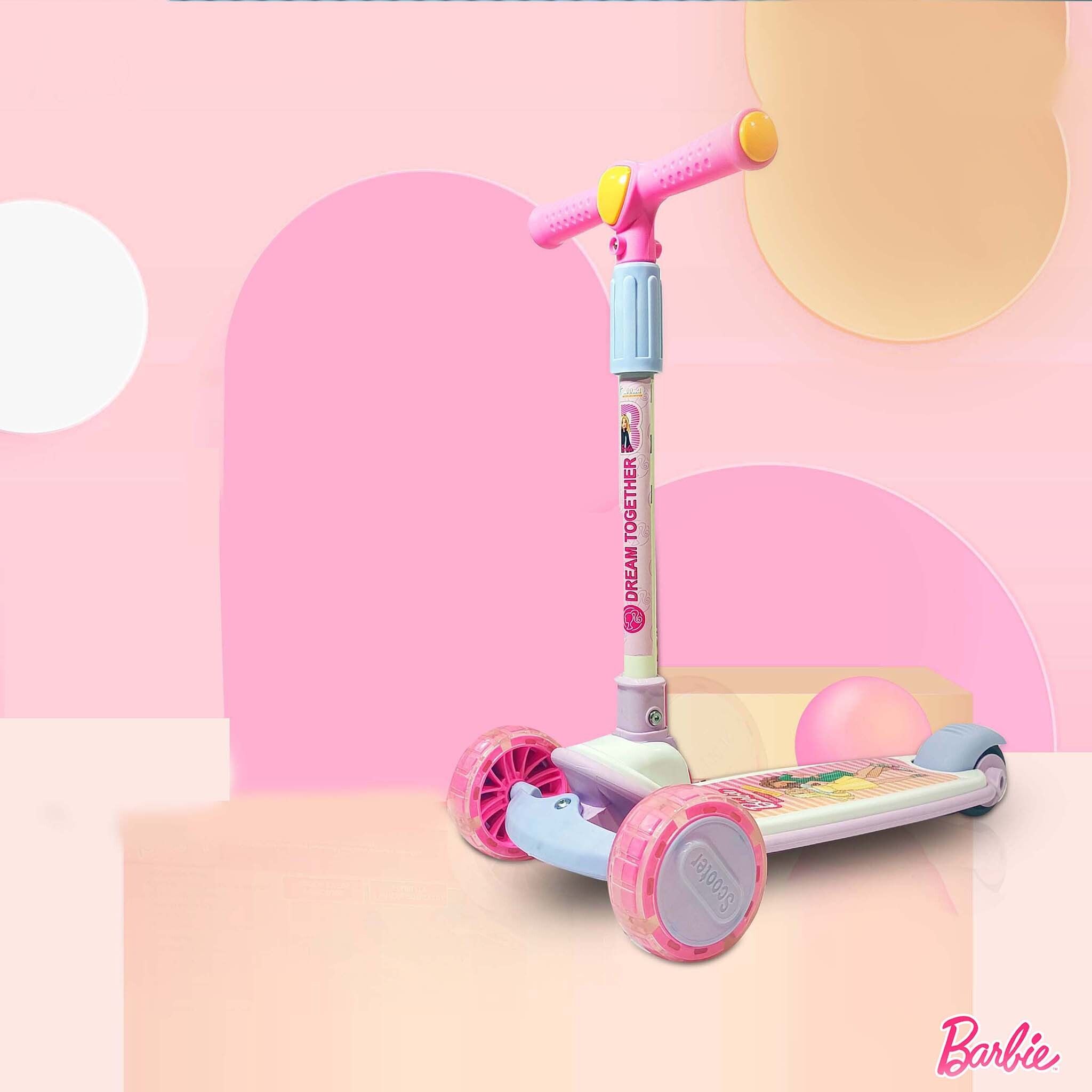 kriiddaank Barbie Adventure 3-Wheel Kick Scooter for Kids- LED Light Up Wheels, Music-picture-11