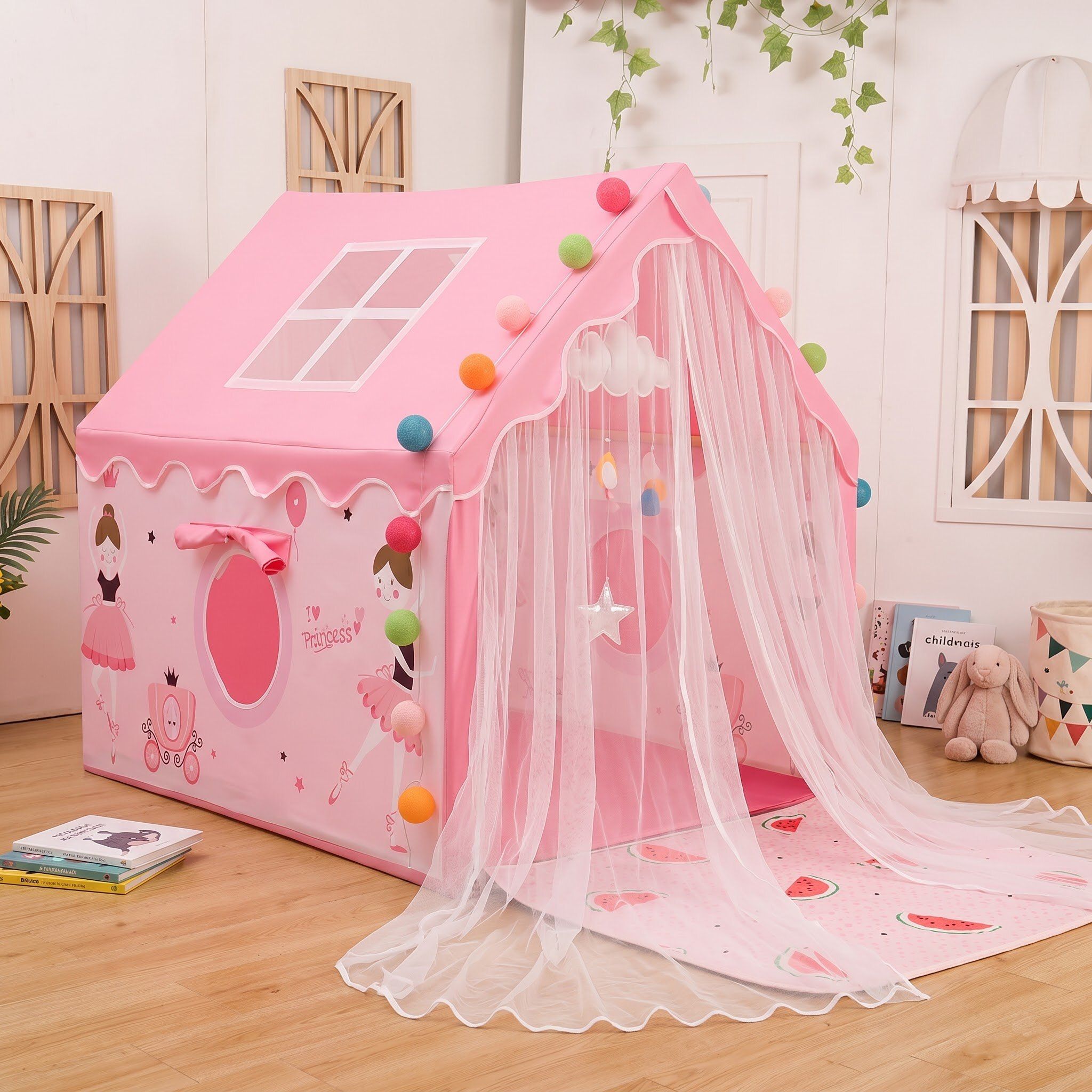 mavani enterprises Light Weight Kids Play Tent House for 3-13 Year Old Kids (Pink)-picture-11
