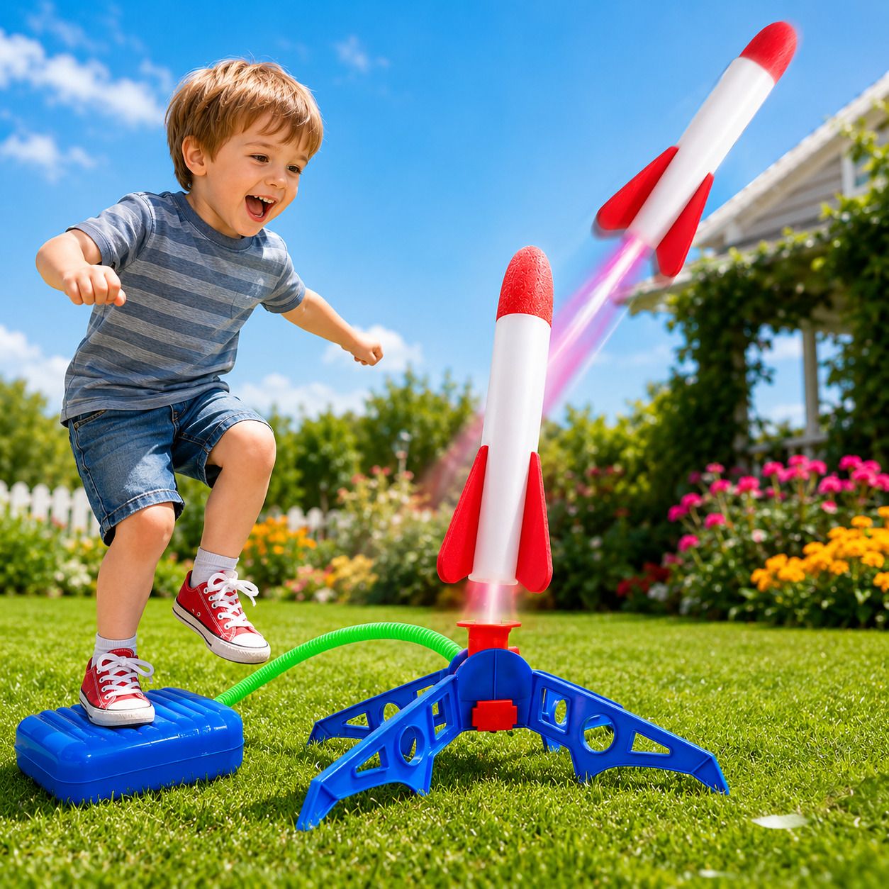 Kids Foam Stomp Rocket Launcher Toy with Air Pump Outdoor Garden Play Set-image-31