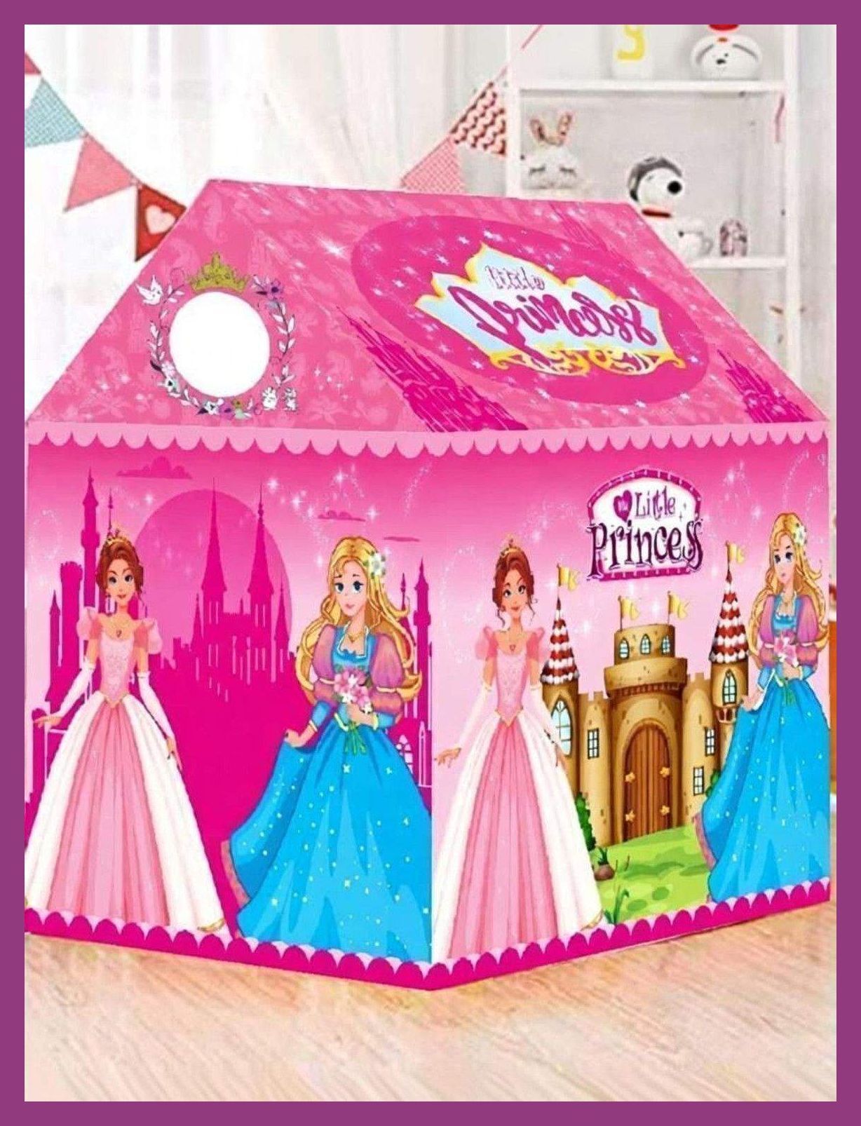 valam enterprise Pricess Deluxe Large Play Tent for Kids with Colourful Canopy and Easy Setup-picture-14
