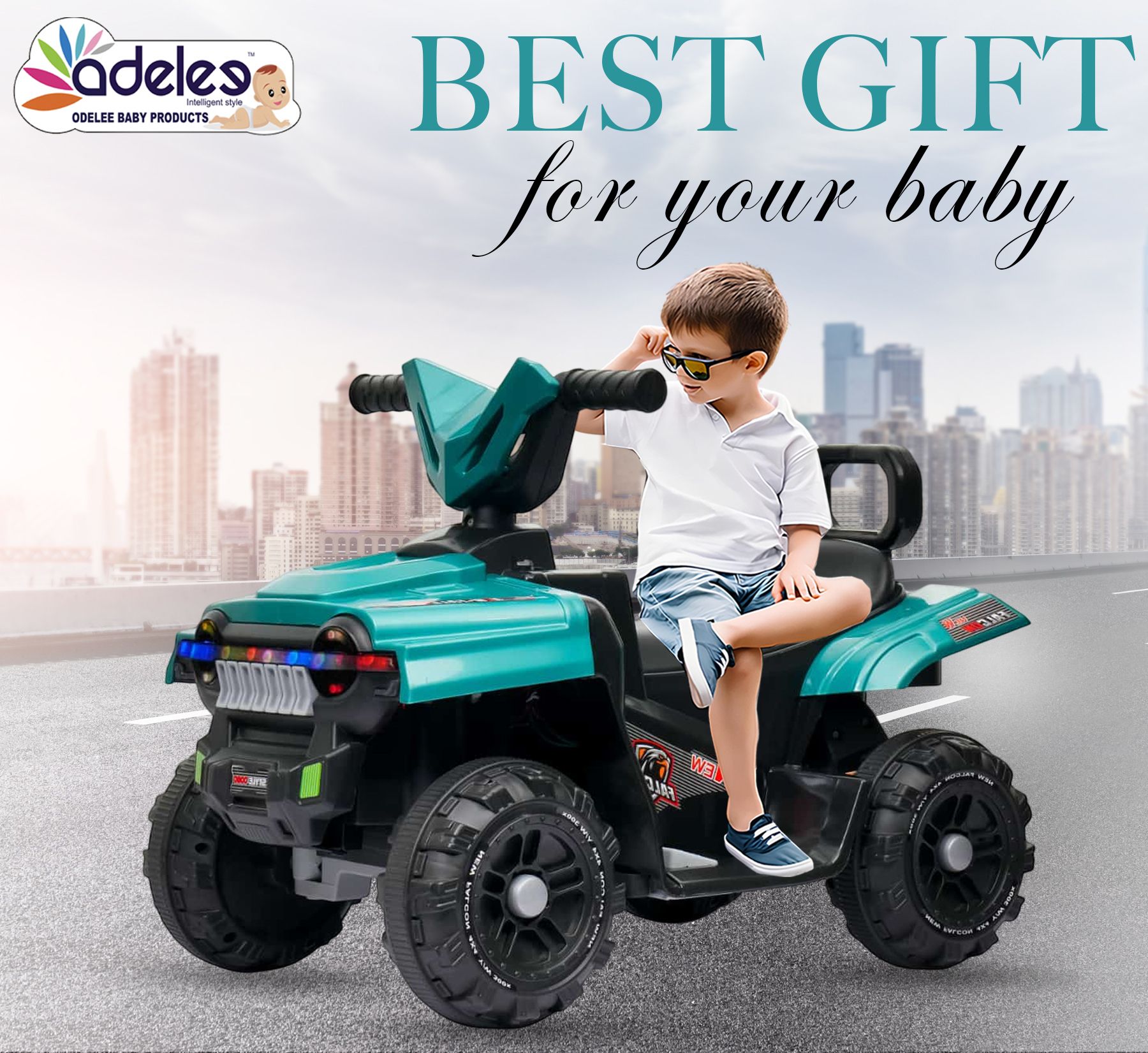 odelee Rechargeable Battery Ride on Car for Kids with Music Lights Foot Rest & Backrest-picture-31