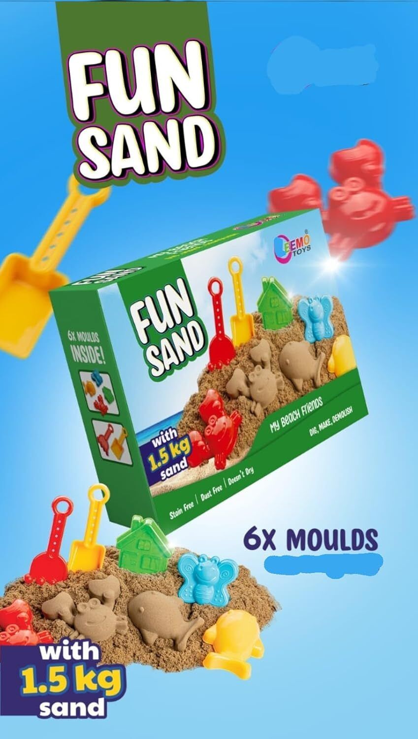 Moldable and Mess-Free Indoor Play Sand, Resealable Bag with Free Big Mould Toy