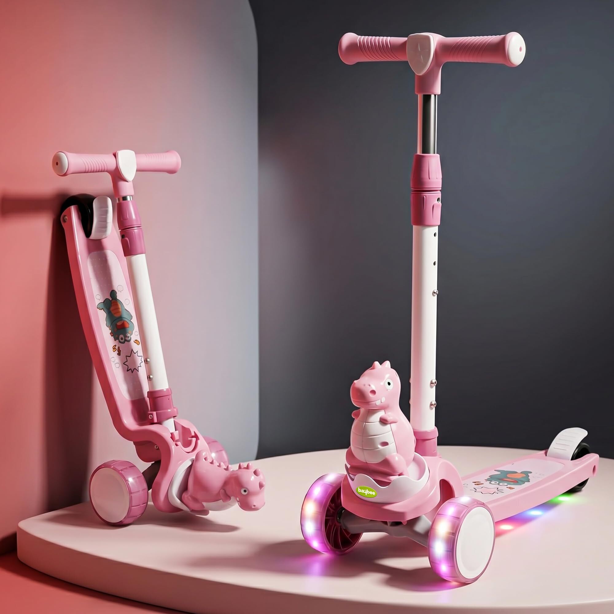 baybee Kick Scooter for Kids 3 Wheel Foldable Skate Scooter with RGB LED Wheels & Music-picture-27