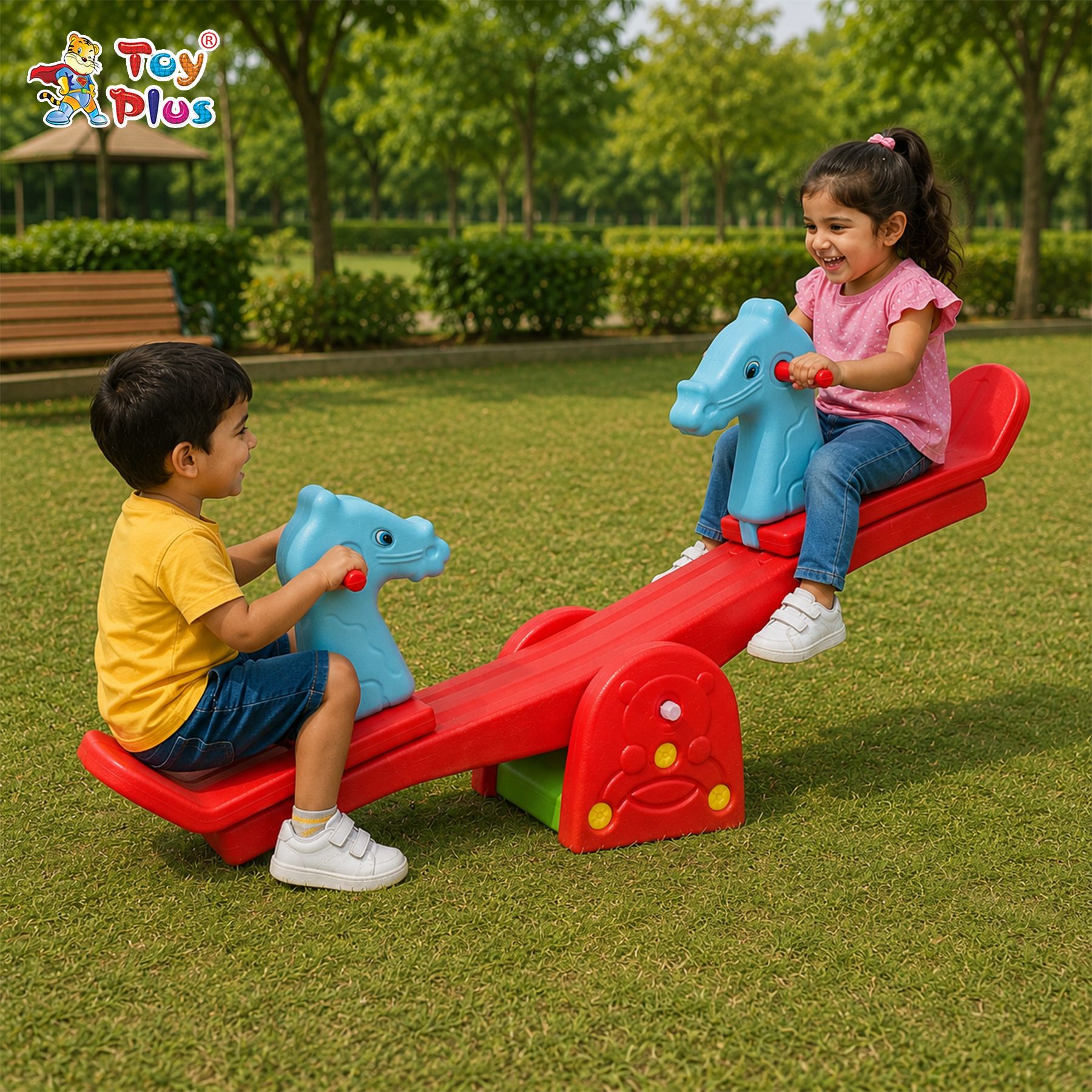 Toddler Rocking See Saw with Handles Heavy Duty Kids Play Equipment-image-46