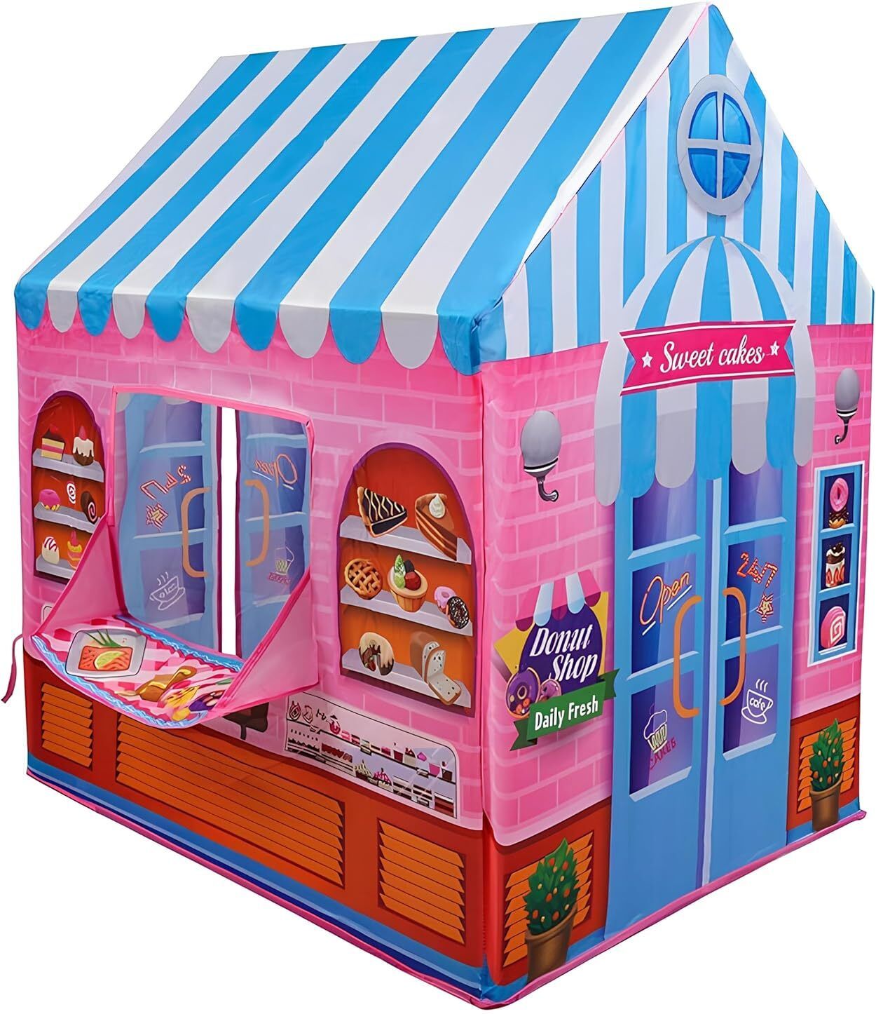 Kids Bakery Play Tent House Foldable Indoor Outdoor Playhouse with PVC Frame-image-49