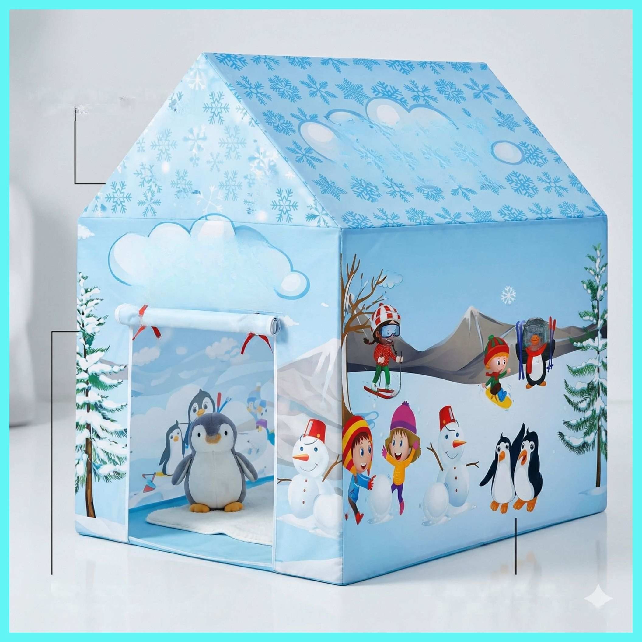 FunToys Penguin Play Tent Large Blue Durable Easy Assemble Fun Play Area-image-3