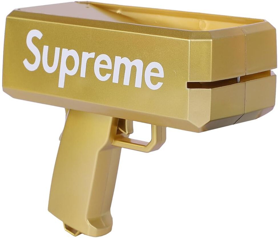Supreme Money Gun Cash Cannon for Parties, Fake Bill Dispenser Toy for Kids