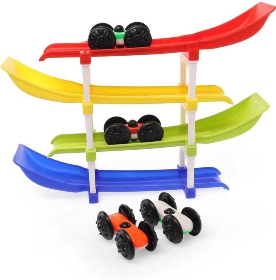 4 Level Rainbow Track Car Toy for Kids | Gravity Racing Slide Track Set-image-13