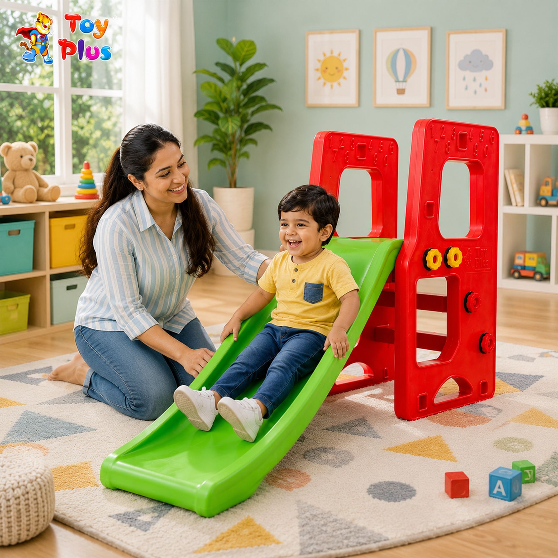 Fun Slide for Kids | Indoor Outdoor Plastic Toddler Slide with Safety Ladder-image-40