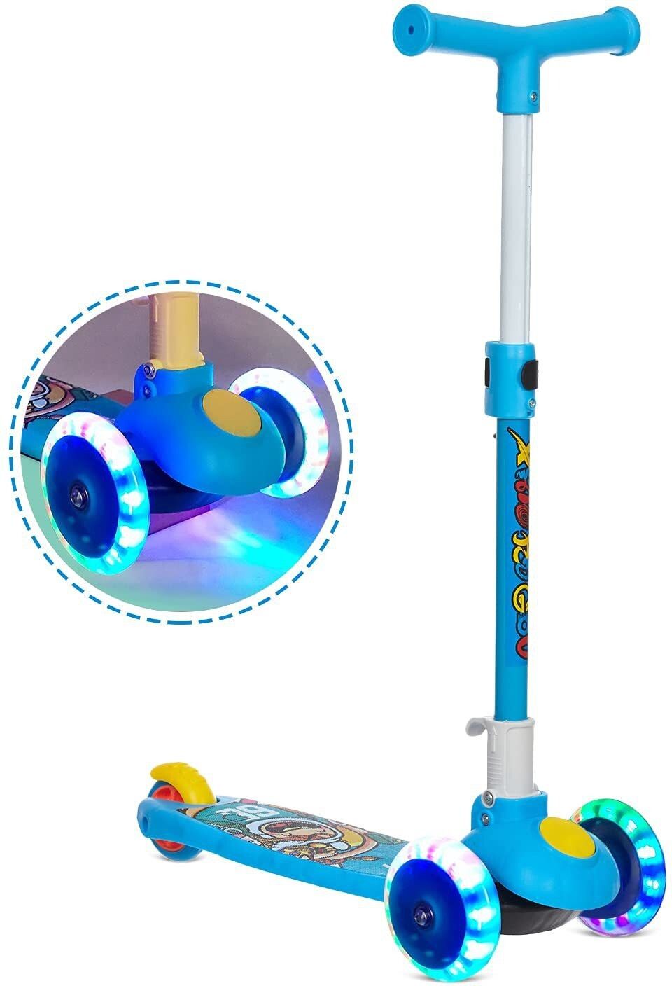 Adjustable Height LED light scooter foldable with PU Wheelsand Brakes Kids Scooter