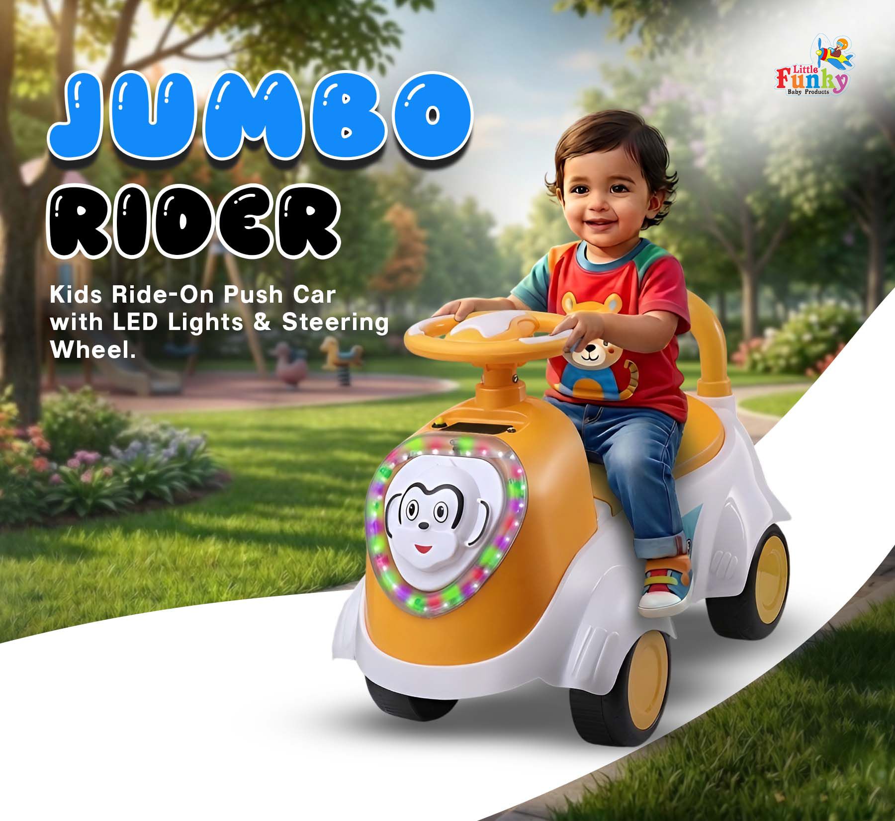 Jumbo Push Rideon's Car With Toy Bar Storage & Back Rest For Boys & Girls-image-37