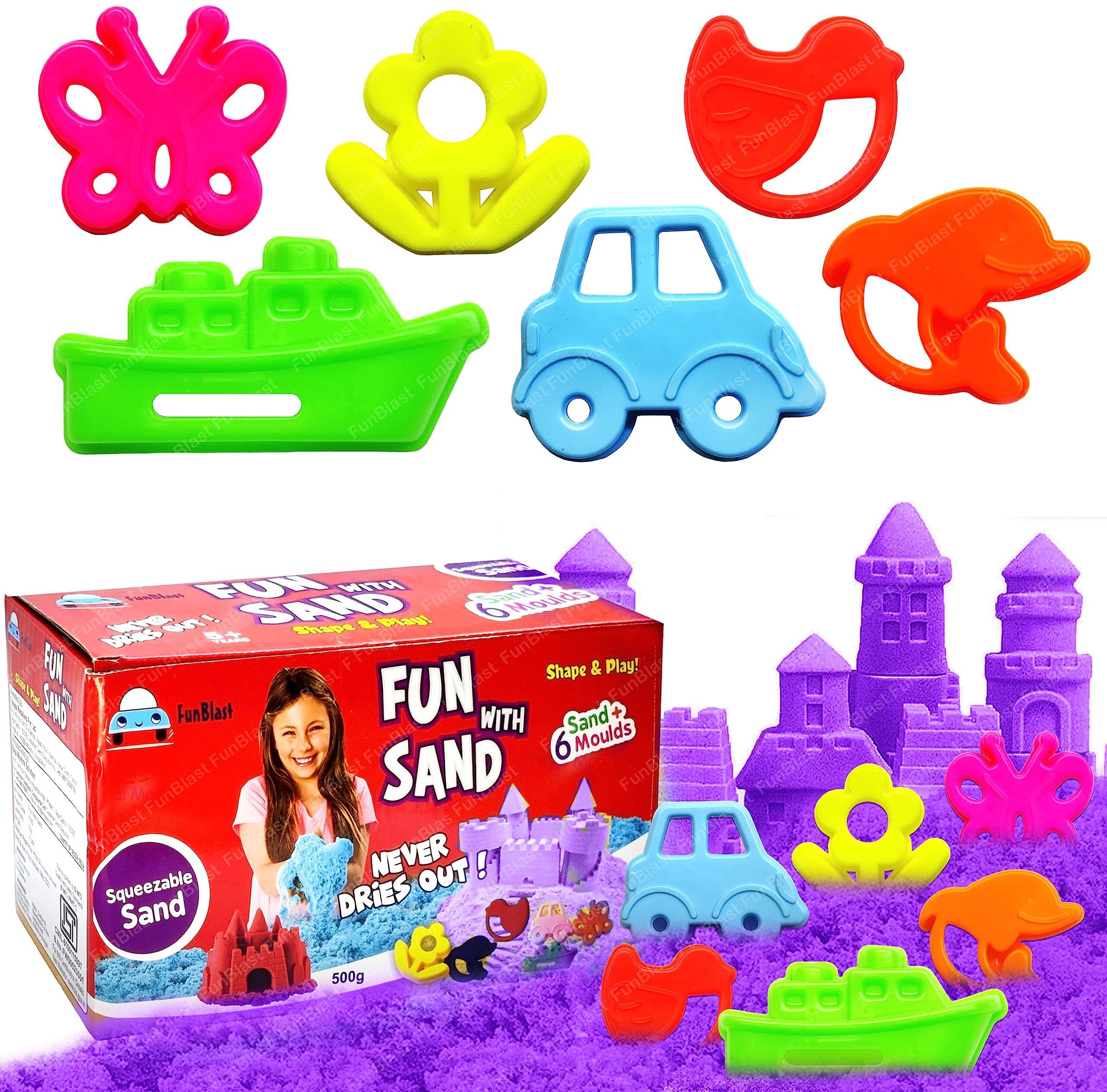 funblast Creative Sand for Kids with Mould - Purple Color (500 Gm Sand & 6 Pcs Mould)-picture-25