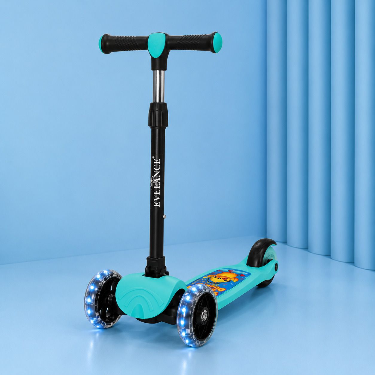 Rocket 3-Wheel Kick Scooter 4 Kids Adjustable Height & Foldable With LED Wheels-image-6