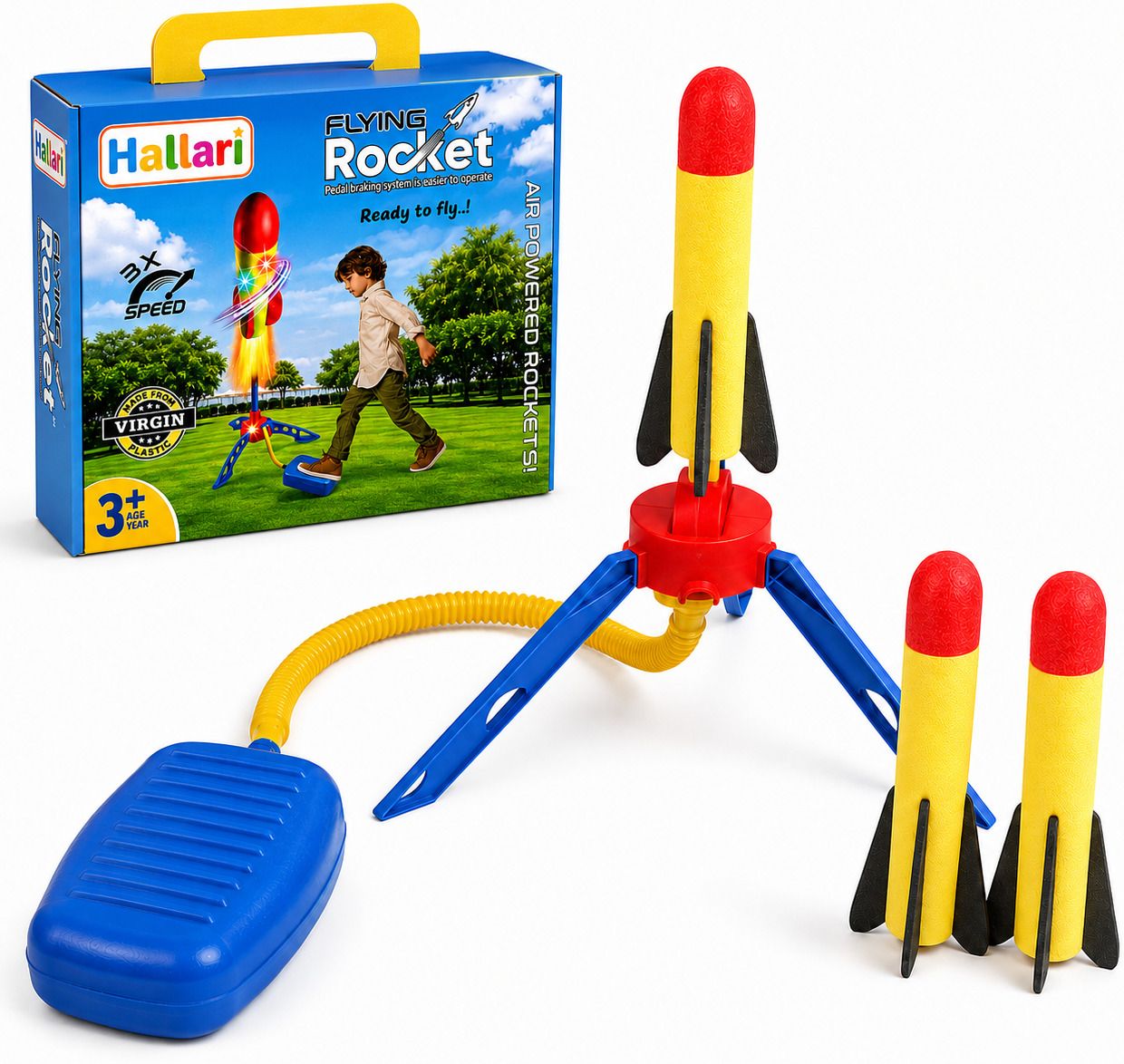 Jump Rocket Stomp Launcher Toy | Air Powered 3 Foam Rockets Fly Up to 160 Feet-image-5