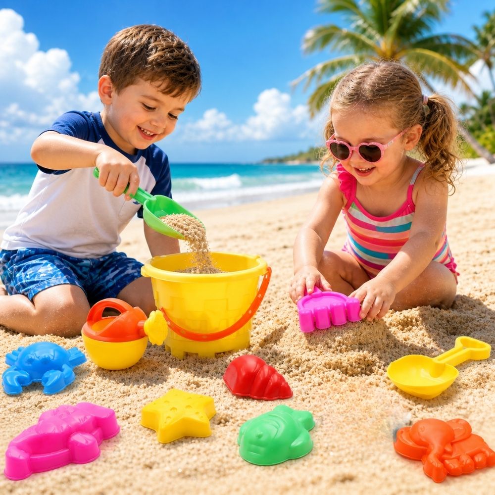 Kids Beach Sand Toy Set with Bucket & Tools Toys for Boys & Girls-image-17