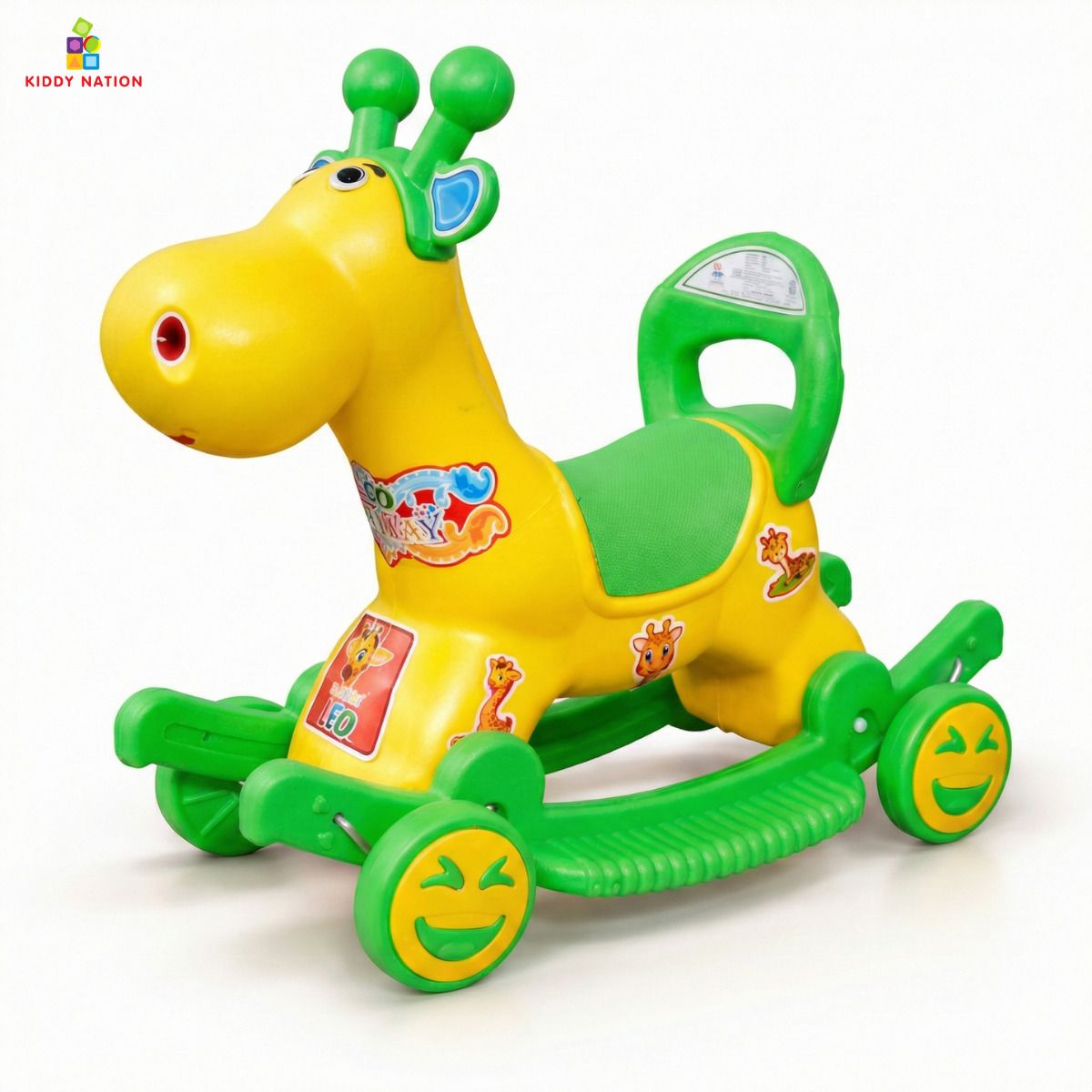 kiddy nation Leo 2-in-1 RideOn & Rocker Giraffe Toy for Kids | Manual Push Ride & Rocking Toy Leo 2-in-1 RideOn & Rocker Giraffe Toy for Kids | Manual Push Ride & Rocking Toy Tricycle-picture-27
