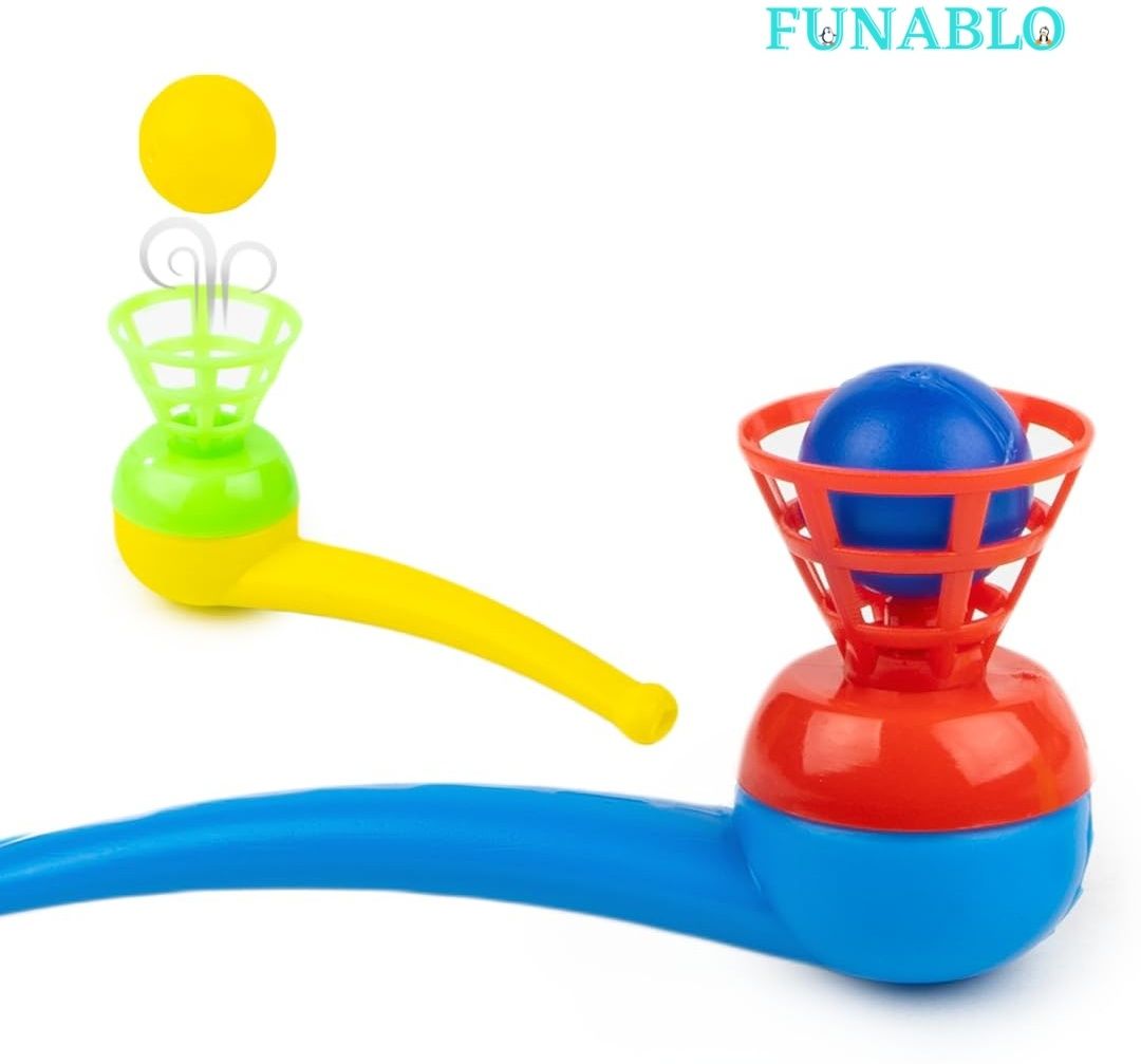Magic Blow Pipe Set of 2 Floating Ball Creative Magic Blowing Ball Toy