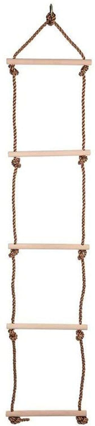 Climbing Wooden Rope Ladder 5 rungs for Kids & Adults Indoors and Outdoors 72"
