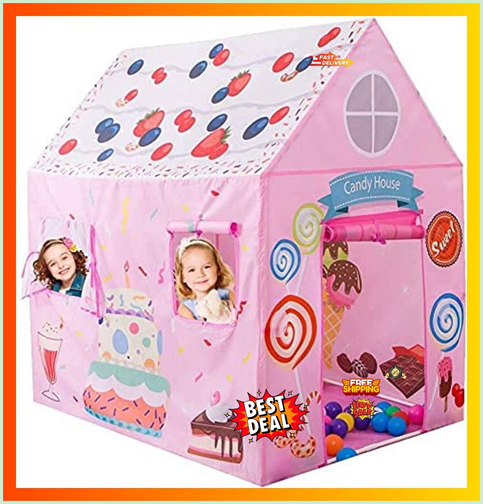 valam enterprise Dreamy Pink Country Cottage Playhouse Indoor Tent-picture-3