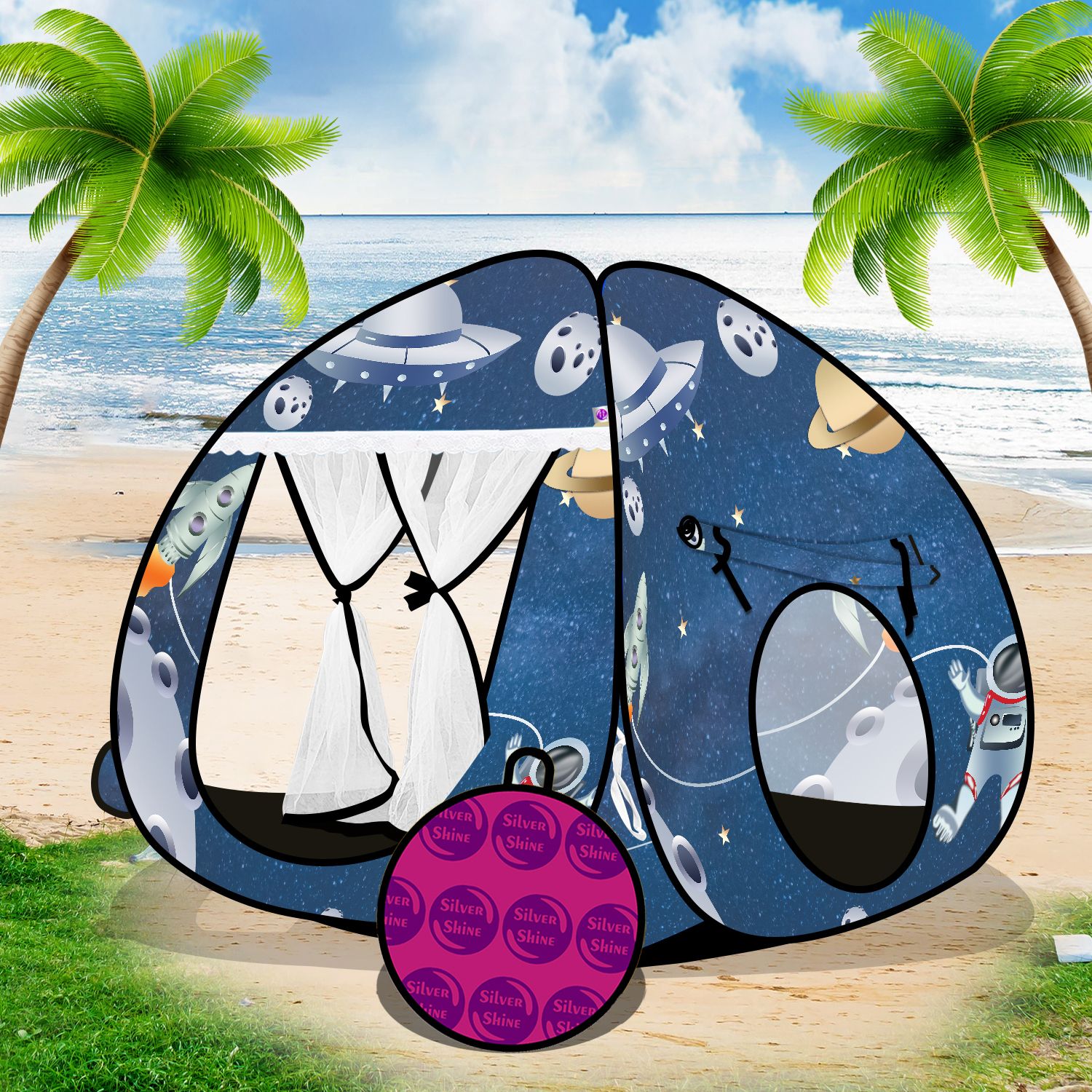Planet printed foldable kids play tent house indoor & outdoor-image-30