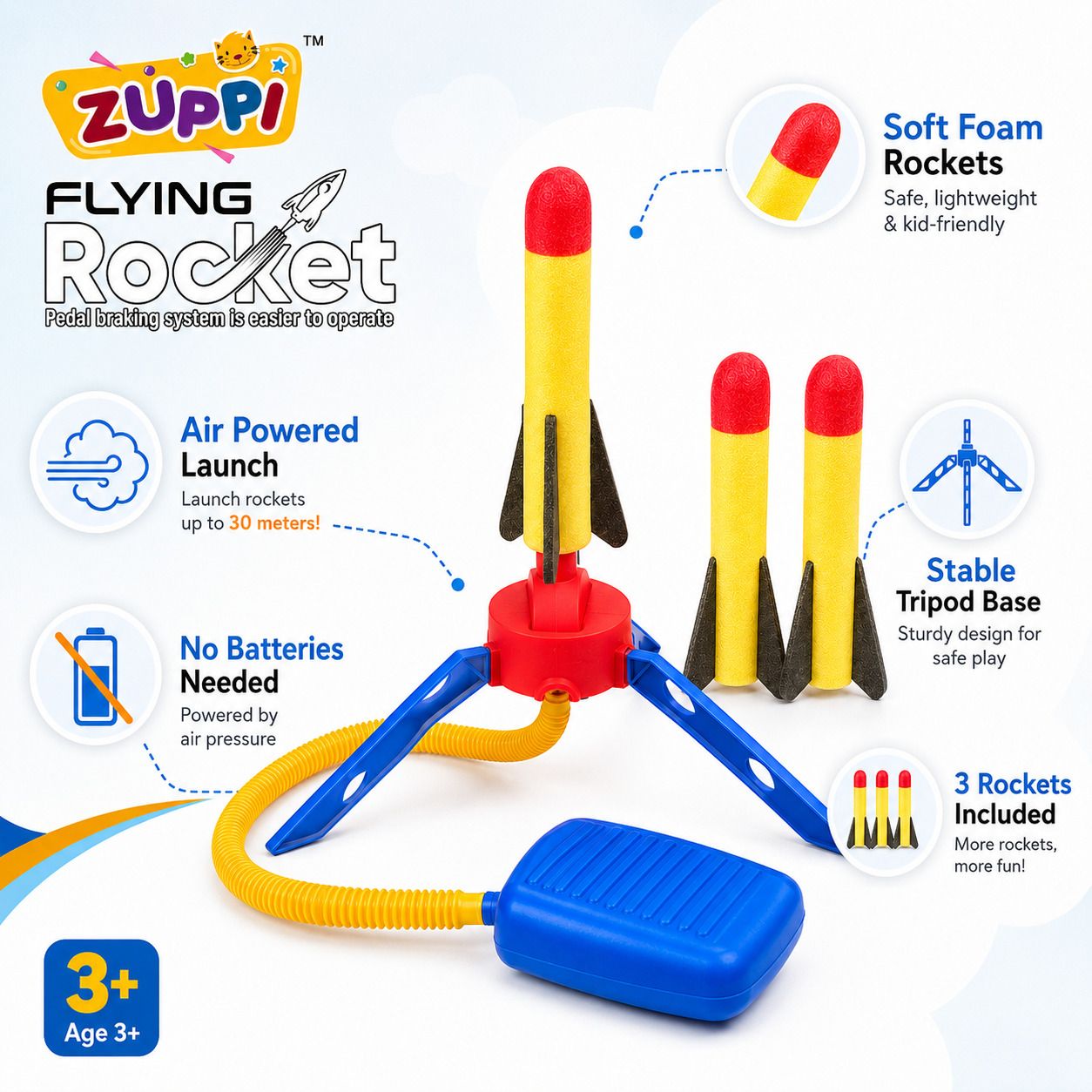 Jump Rocket Launcher Toy for Kids | Air Pump Foam Rocket Outdoor Play Set-image-25