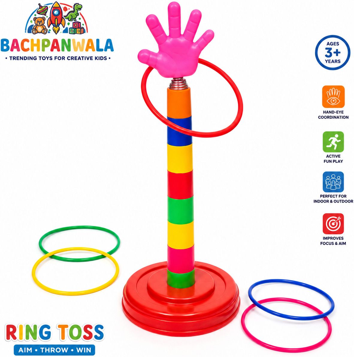 Ring Toss Game for Kids Indoor Outdoor Plastic Toy-image-11