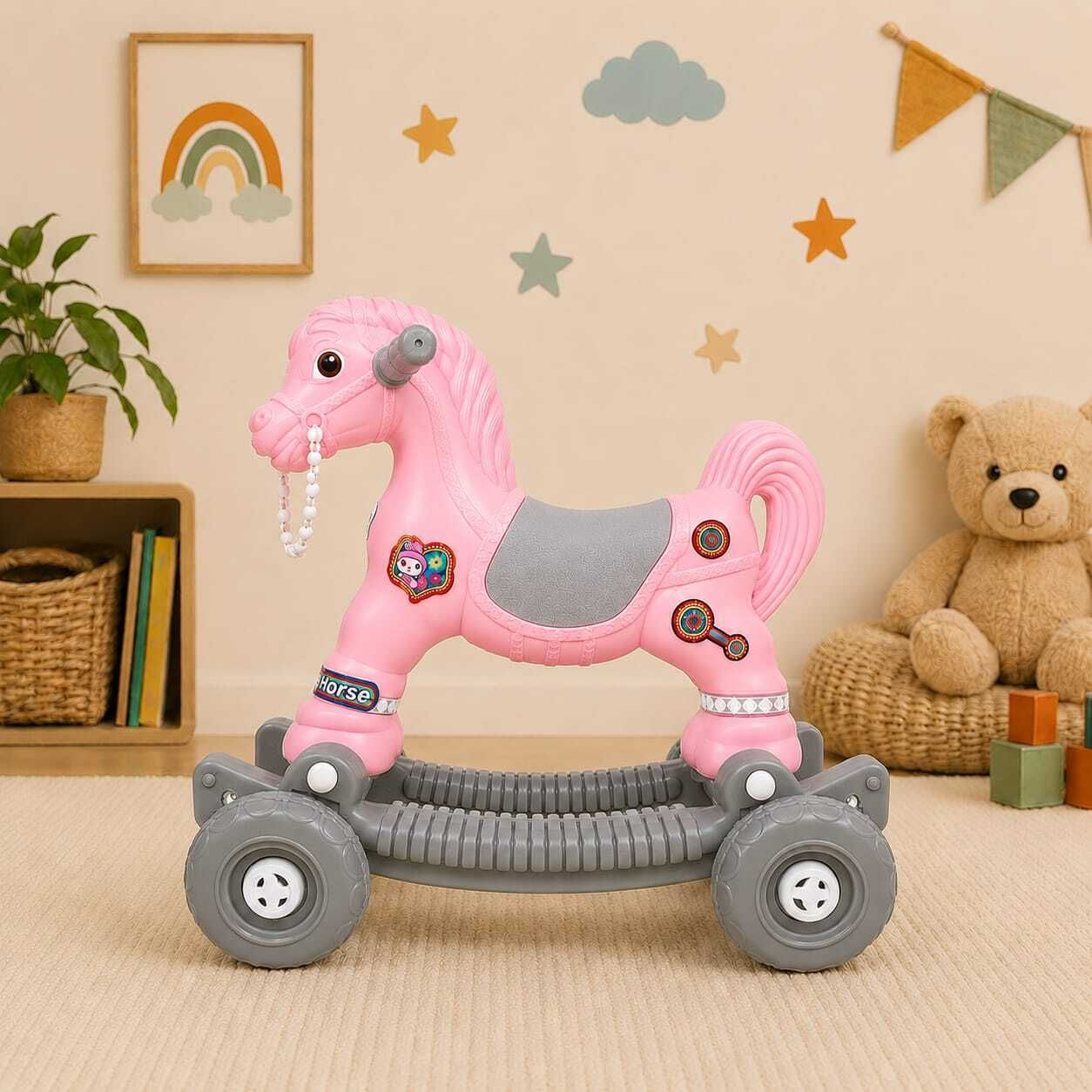 playway Kids Horse Ride On Toy with Rocker Base and Wheels | Toddler Activity Toy-picture-22