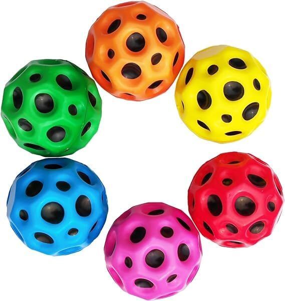 Colour Moon Balls for Kids Astro Jump Rubber 6pcs Handball