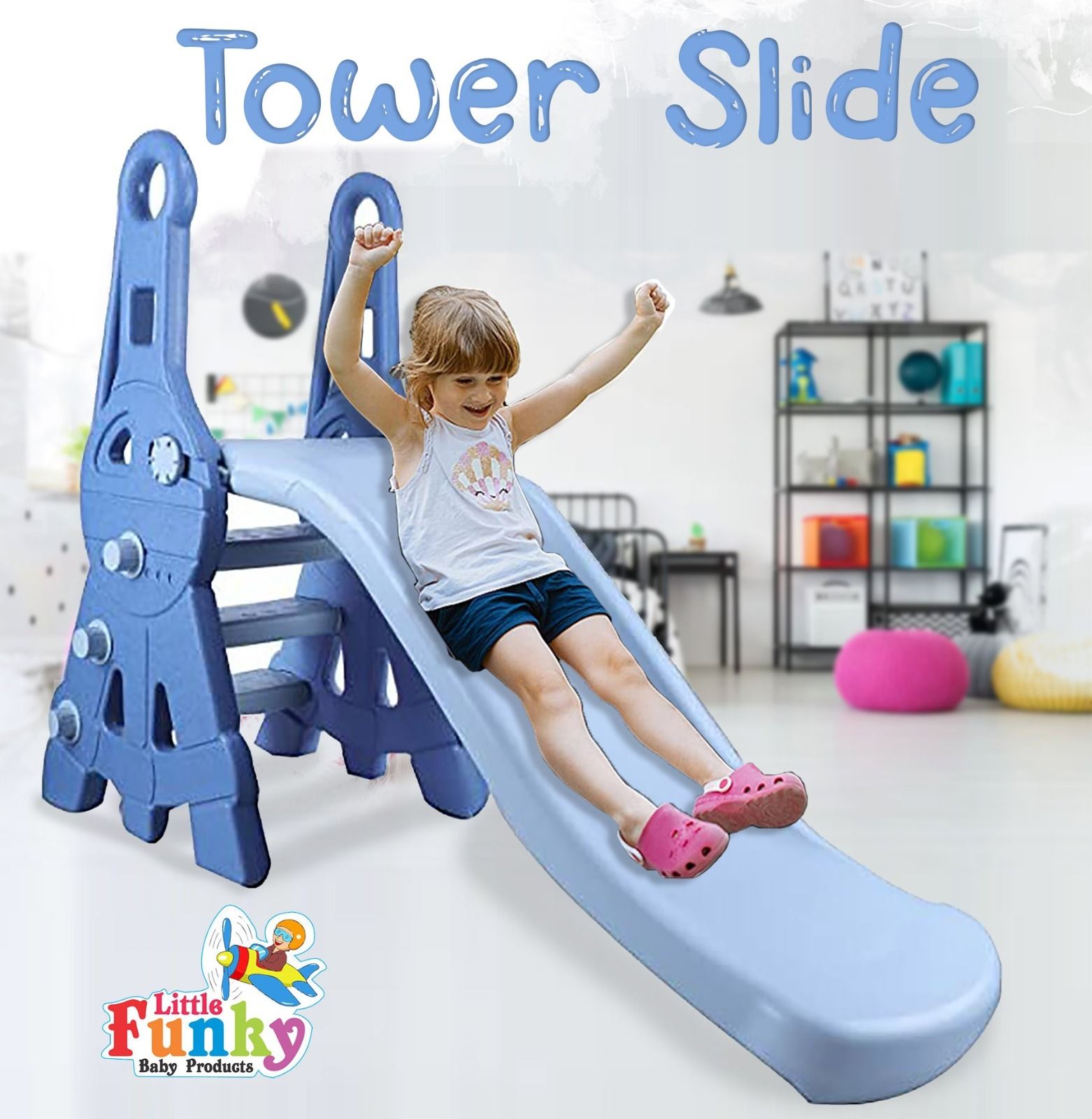 ower Freestanding Slide in Garden Sliding for Baby 1 to 7 Years