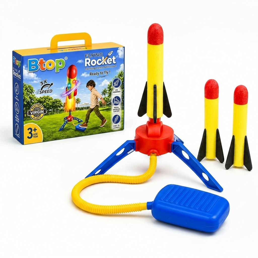 Flying Rocket Launcher for Kids | Air Powered Foam Rocket with Foot Pump-image-41