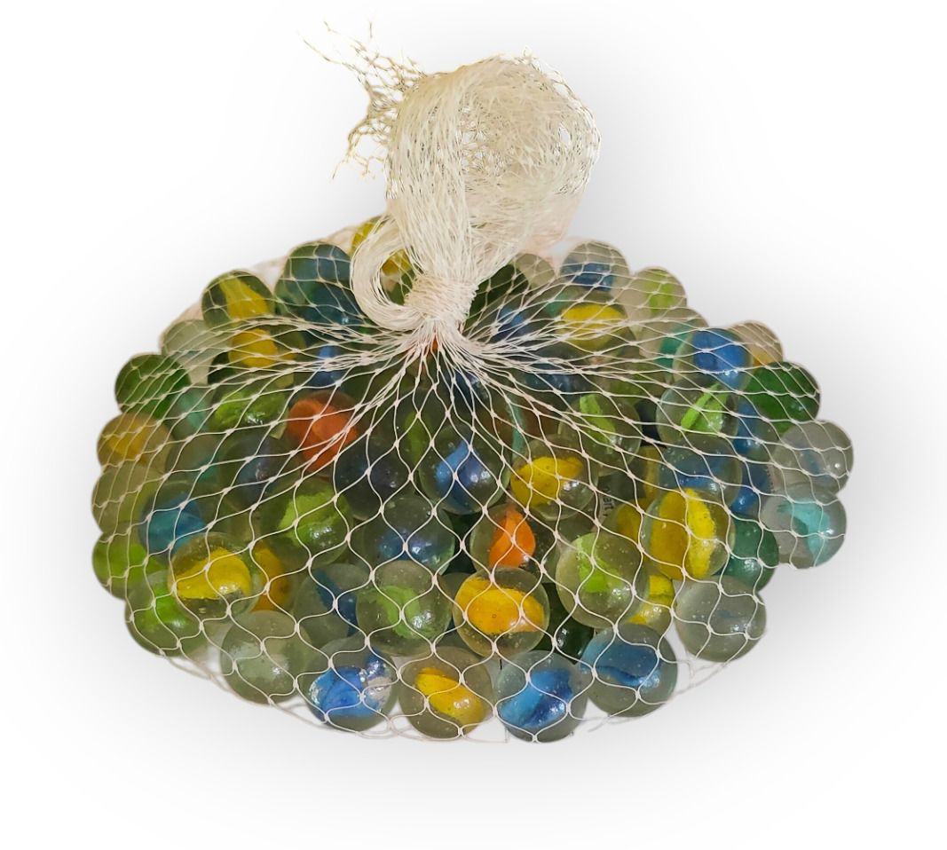 Pack of 50 Multi-Coloured Glass Marbles. Marble Games, Educational Marble