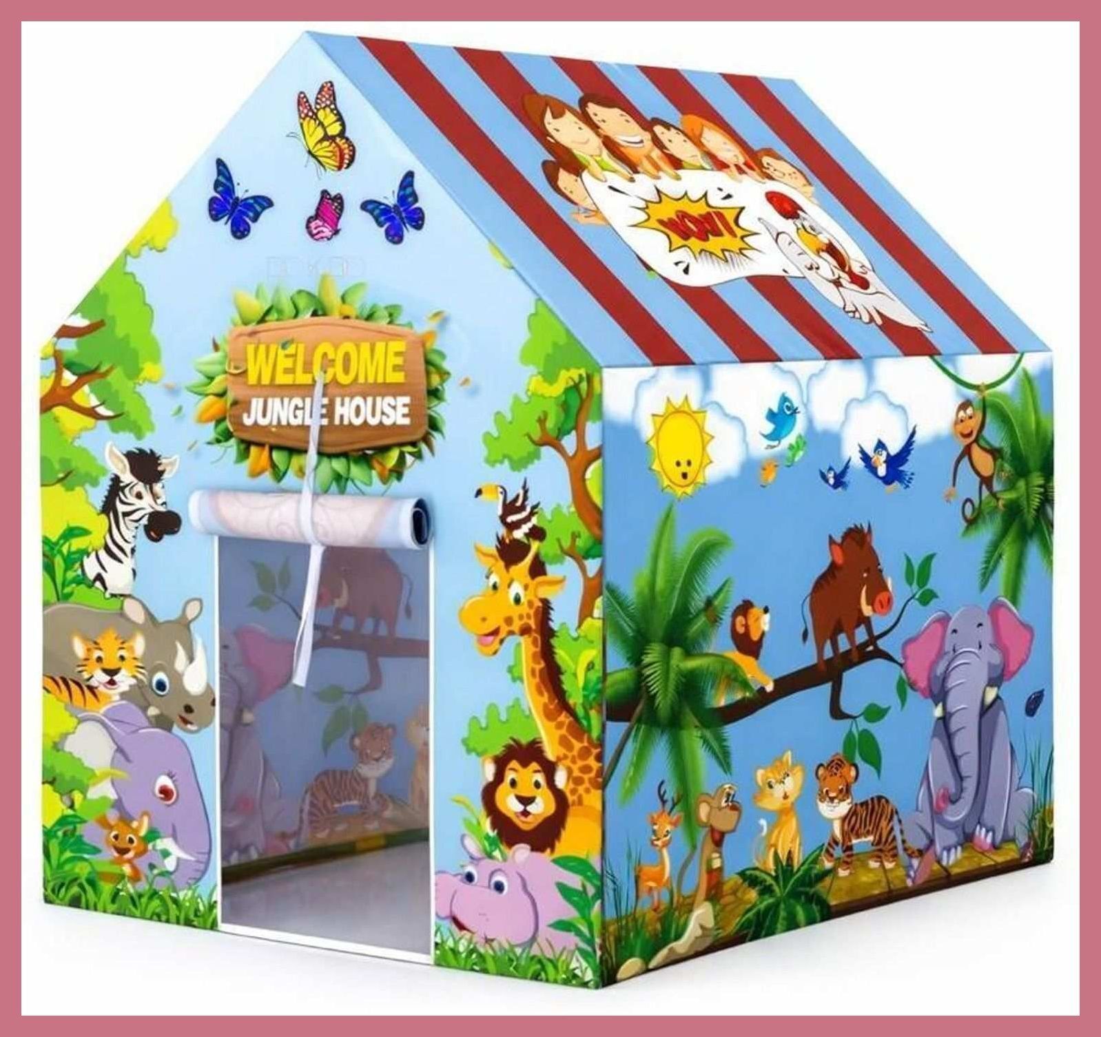valam enterprise KiddiePlay Large Jungle Play Tent with Sturdy Frame and Vibrant Forest Theme-picture-31