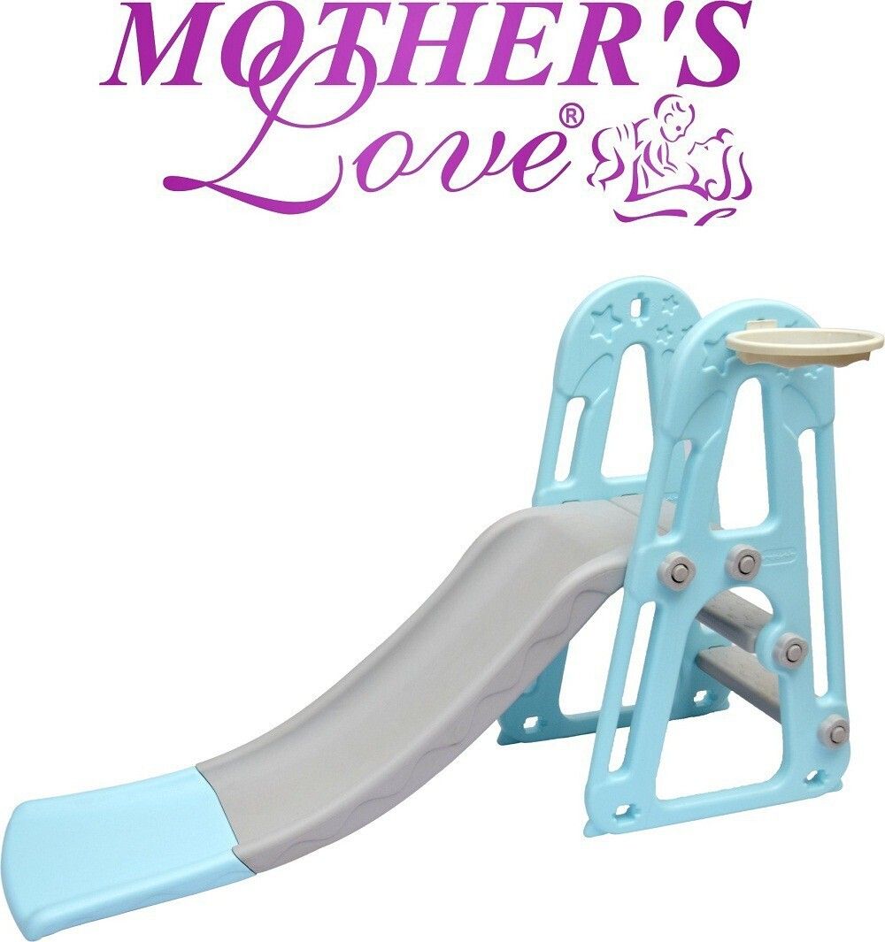 Super Garden Slider with Extended Buffer Zone//Foldable Slide for Boys and Girls - Perfect for Home / Indoor/ Outdoor/Preschool / School (1-6 Years -Blue)