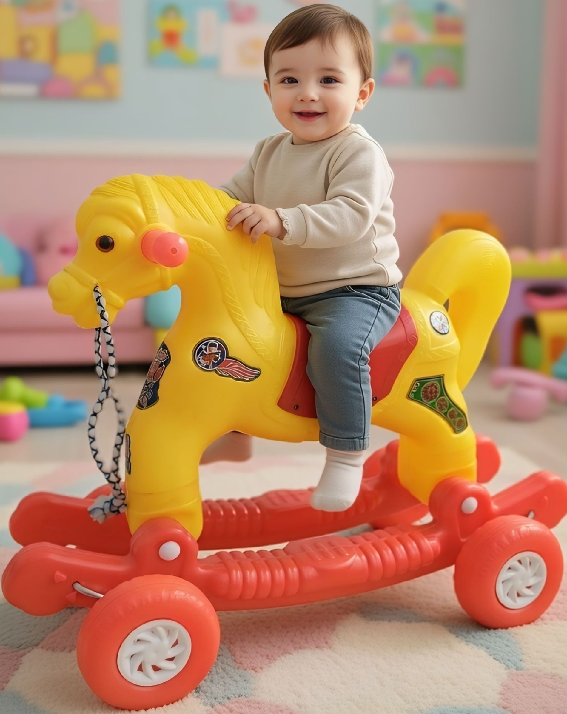 New Chetak 2-in-1 Ride-On & Rocker Horse Toy for Kids | Non-Battery Operated-image-45