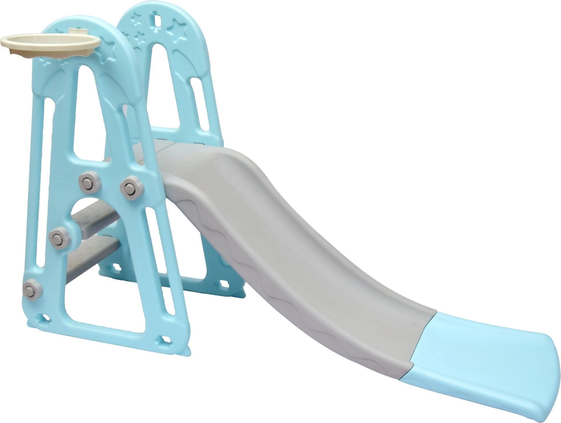 BABY SLIDE , GARDEN SLIDE FPR KIDS WITH EXTENDED BUFFER , BABY GARDEN FOLDABLE SLIDE WITH BASKETBALL RING , BABY SLIDE FOR BOYS AND GIRLS FOR INDOOR OUTDOOR PLAY (1 YEAR-5 YEARS )